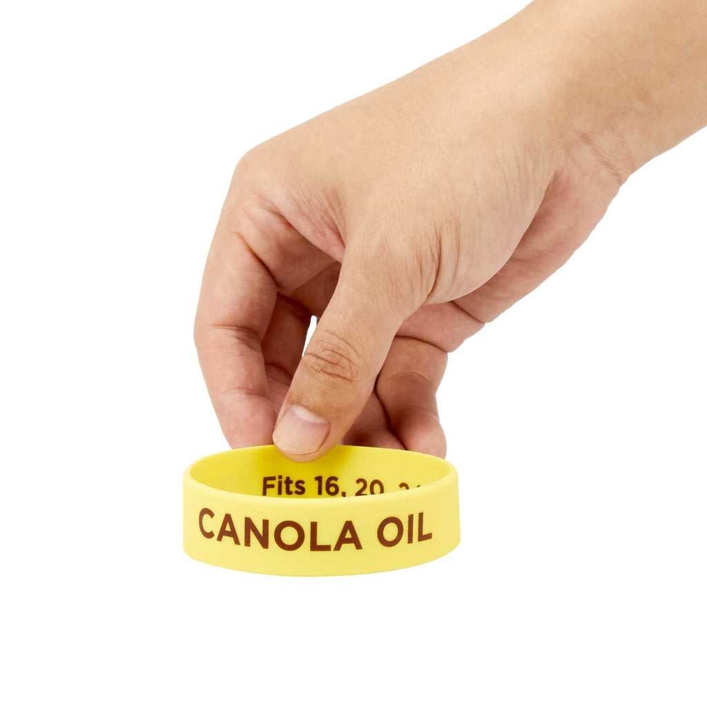 First In First Out Yellow Silicone Canola Oil Label Band - Fits 16, 20 and 24 oz Squeeze Bottles - 1 count box