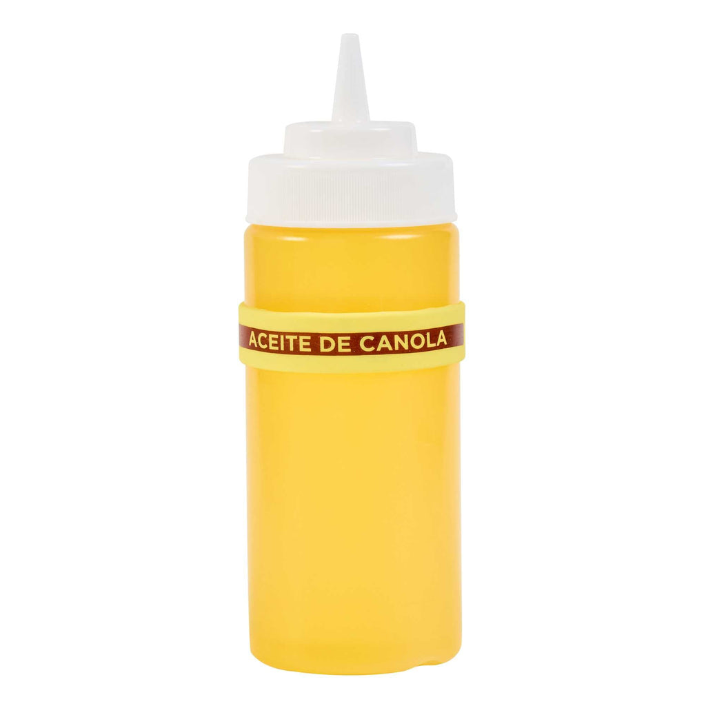 First In First Out Yellow Silicone Canola Oil Label Band - Fits 16, 20 and 24 oz Squeeze Bottles - 1 count box