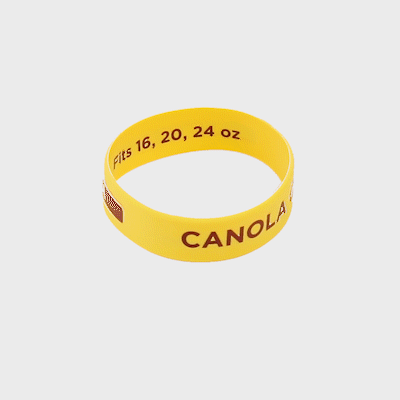 First In First Out Yellow Silicone Canola Oil Label Band - Fits 16, 20 and 24 oz Squeeze Bottles - 1 count box
