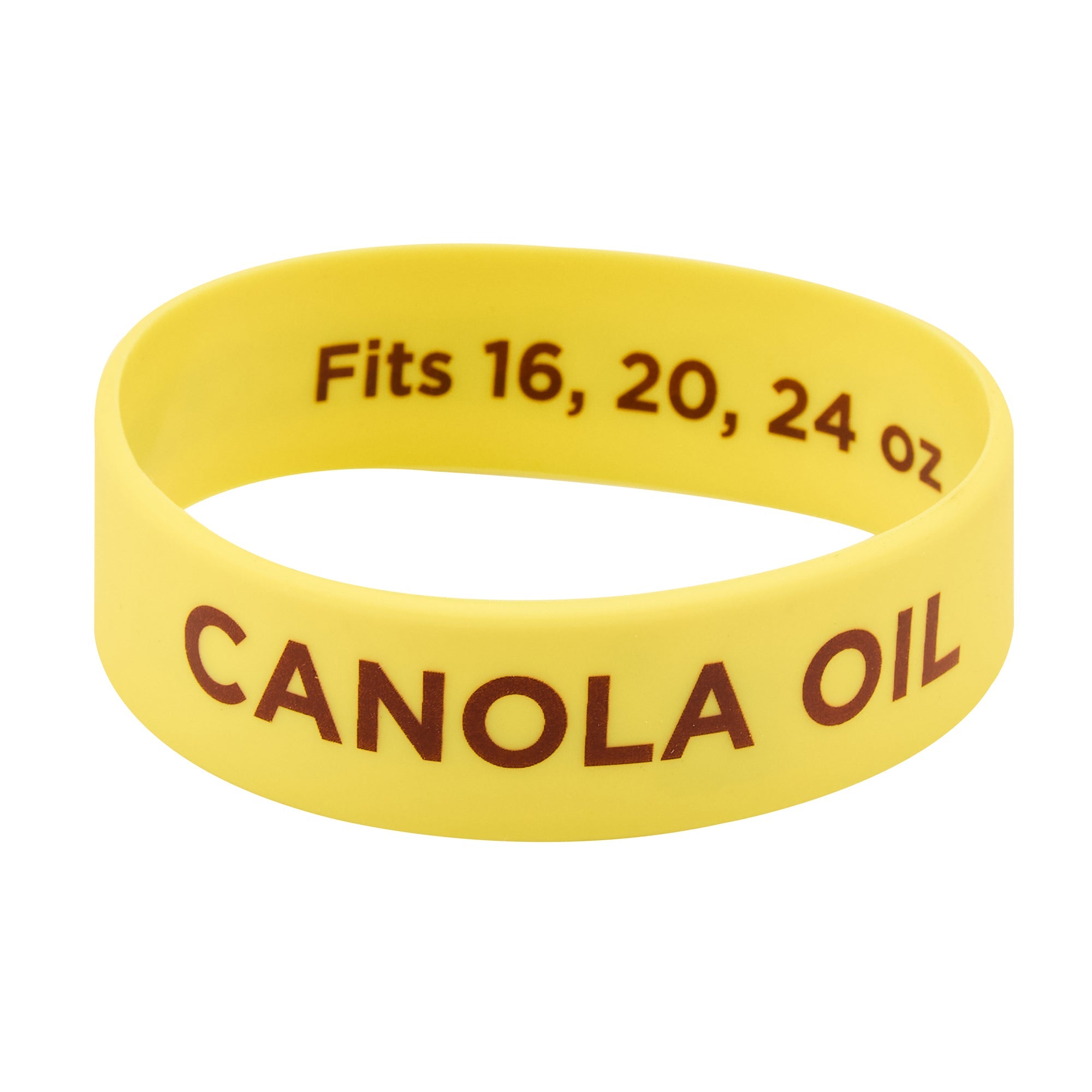 First In First Out Yellow Silicone Canola Oil Label Band - Fits 16, 20 and 24 oz Squeeze Bottles - 10 count box