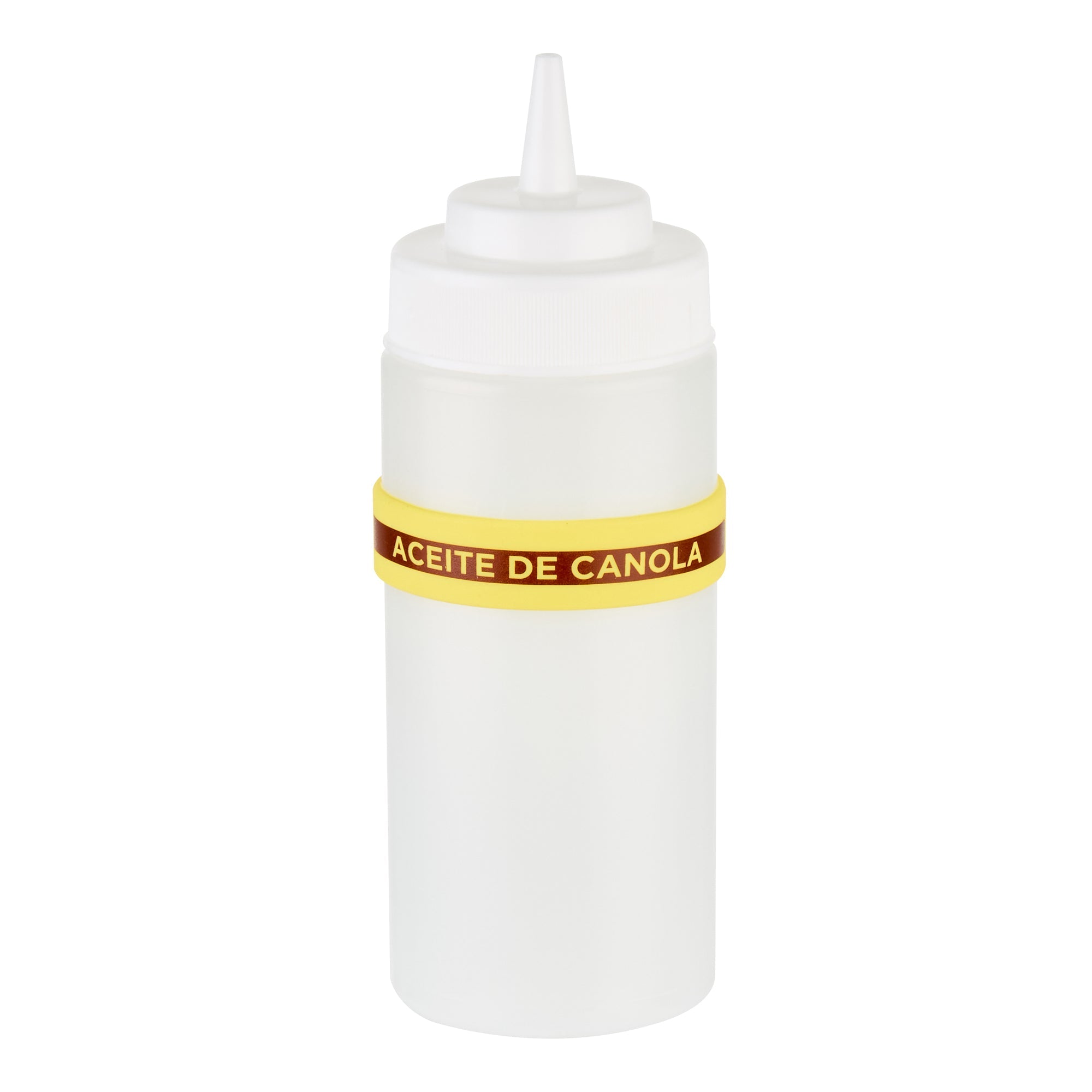 First In First Out Yellow Silicone Canola Oil Label Band - Fits 16, 20 and 24 oz Squeeze Bottles - 10 count box
