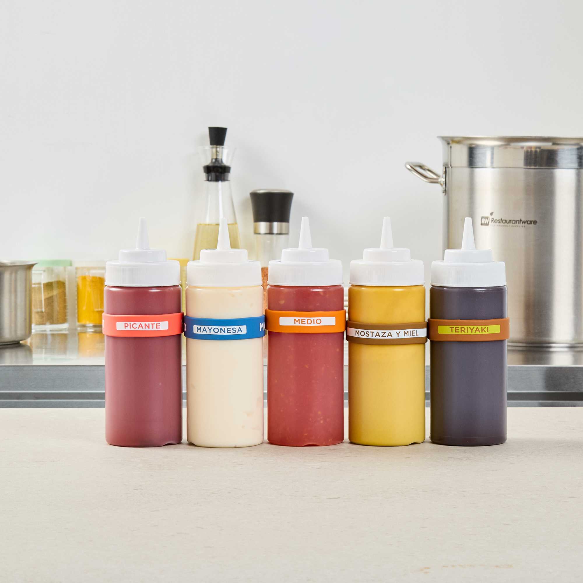 First In First Out Orange Silicone Medium Label Band - Fits 16, 20 and 24 oz Squeeze Bottles - 1 count box