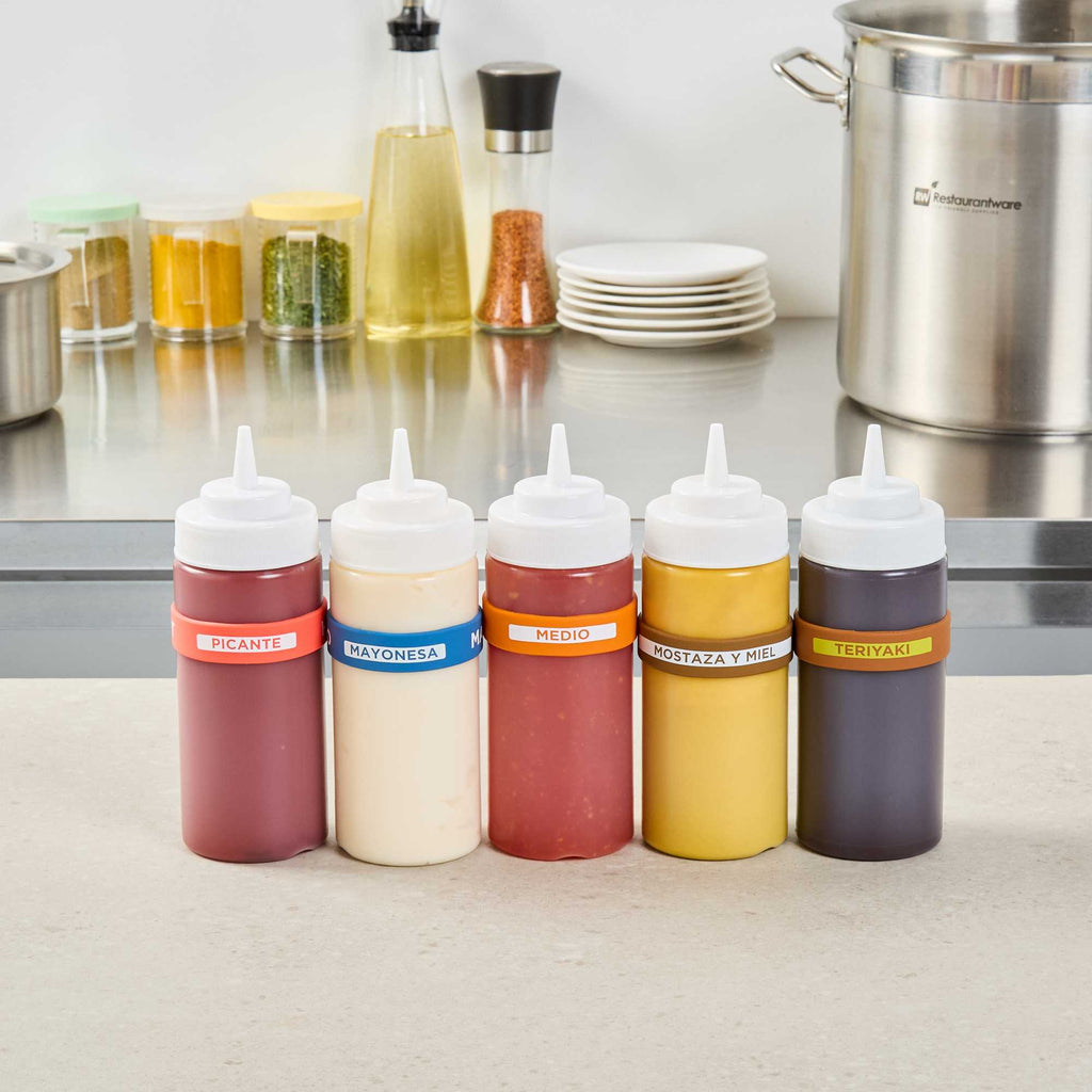 First In First Out Orange Silicone Medium Label Band - Fits 16, 20 and 24 oz Squeeze Bottles - 1 count box
