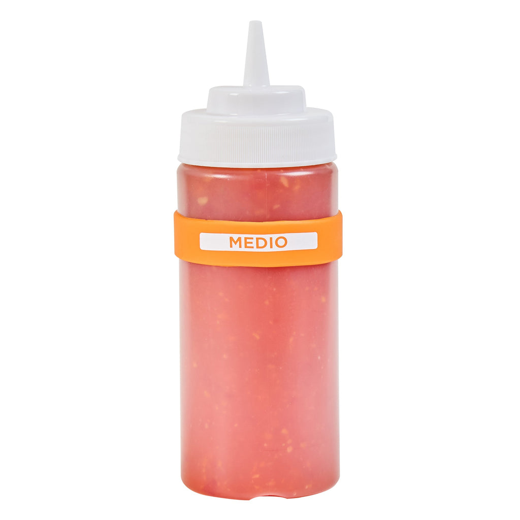 First In First Out Orange Silicone Medium Label Band - Fits 16, 20 and 24 oz Squeeze Bottles - 10 count box