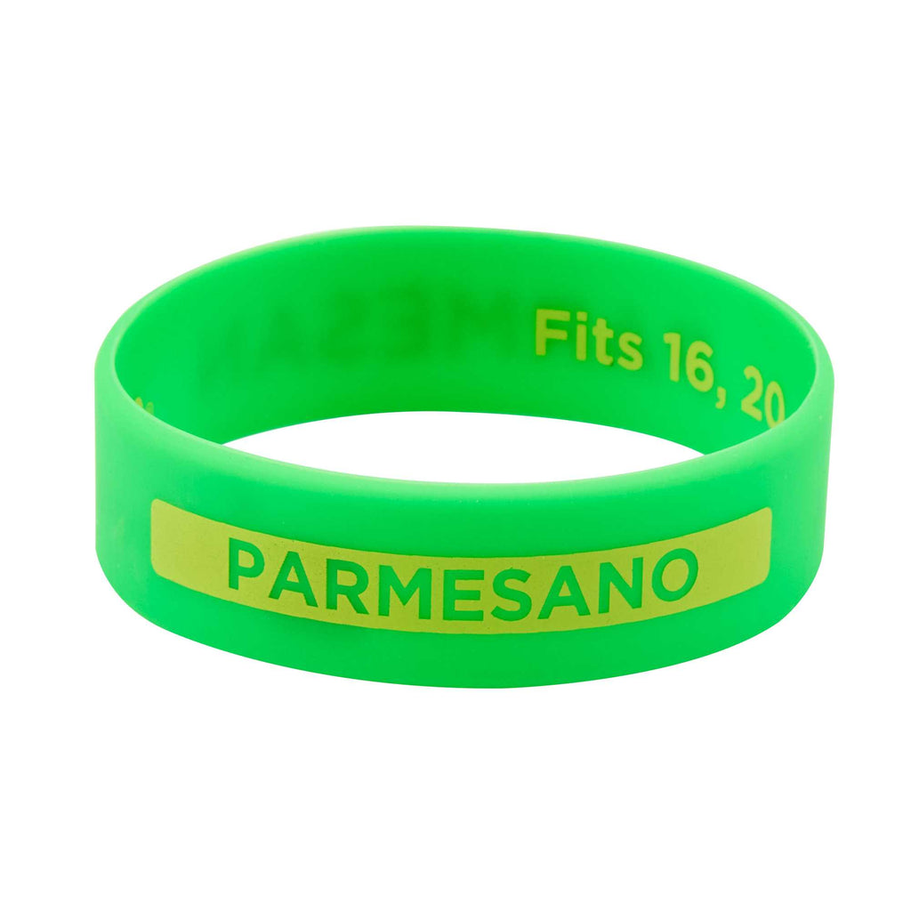 First In First Out Green Silicone Parmesan Label Band - Fits 16, 20 and 24 oz Squeeze Bottles - 1 count box