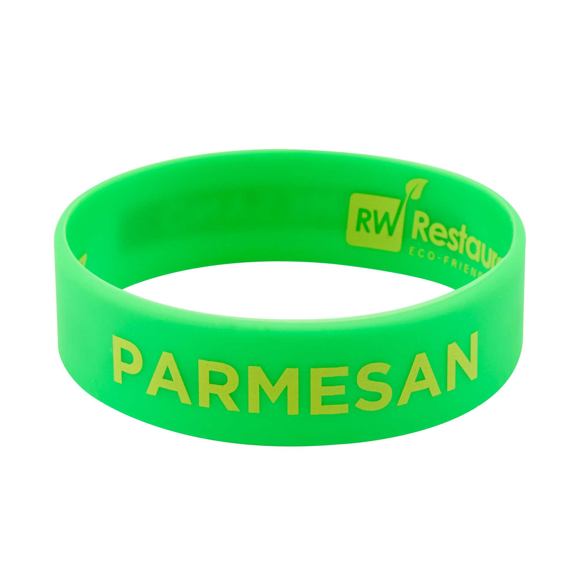 First In First Out Green Silicone Parmesan Label Band - Fits 16, 20 and 24 oz Squeeze Bottles - 1 count box