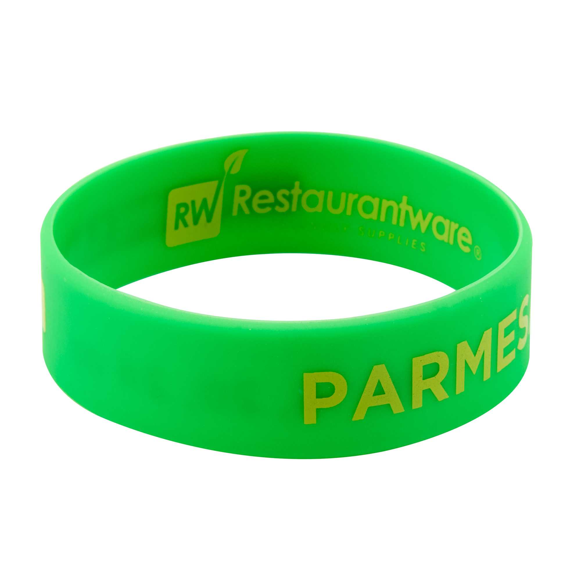 First In First Out Green Silicone Parmesan Label Band - Fits 16, 20 and 24 oz Squeeze Bottles - 1 count box