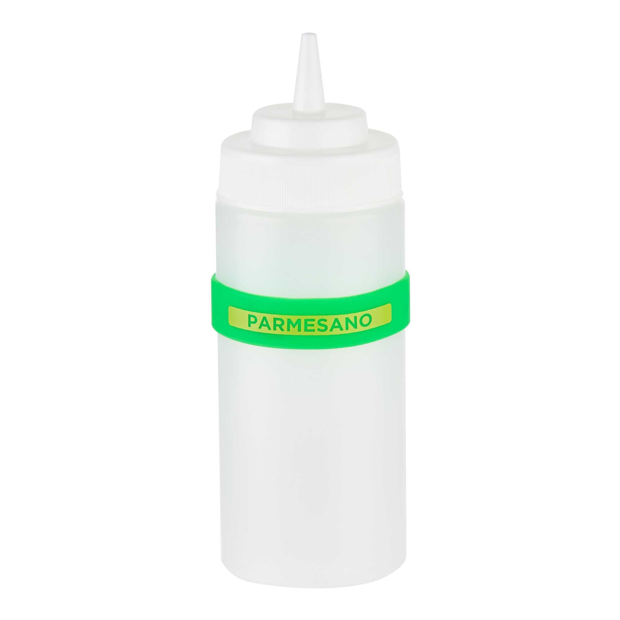 First In First Out Green Silicone Parmesan Label Band - Fits 16, 20 and 24 oz Squeeze Bottles - 1 count box