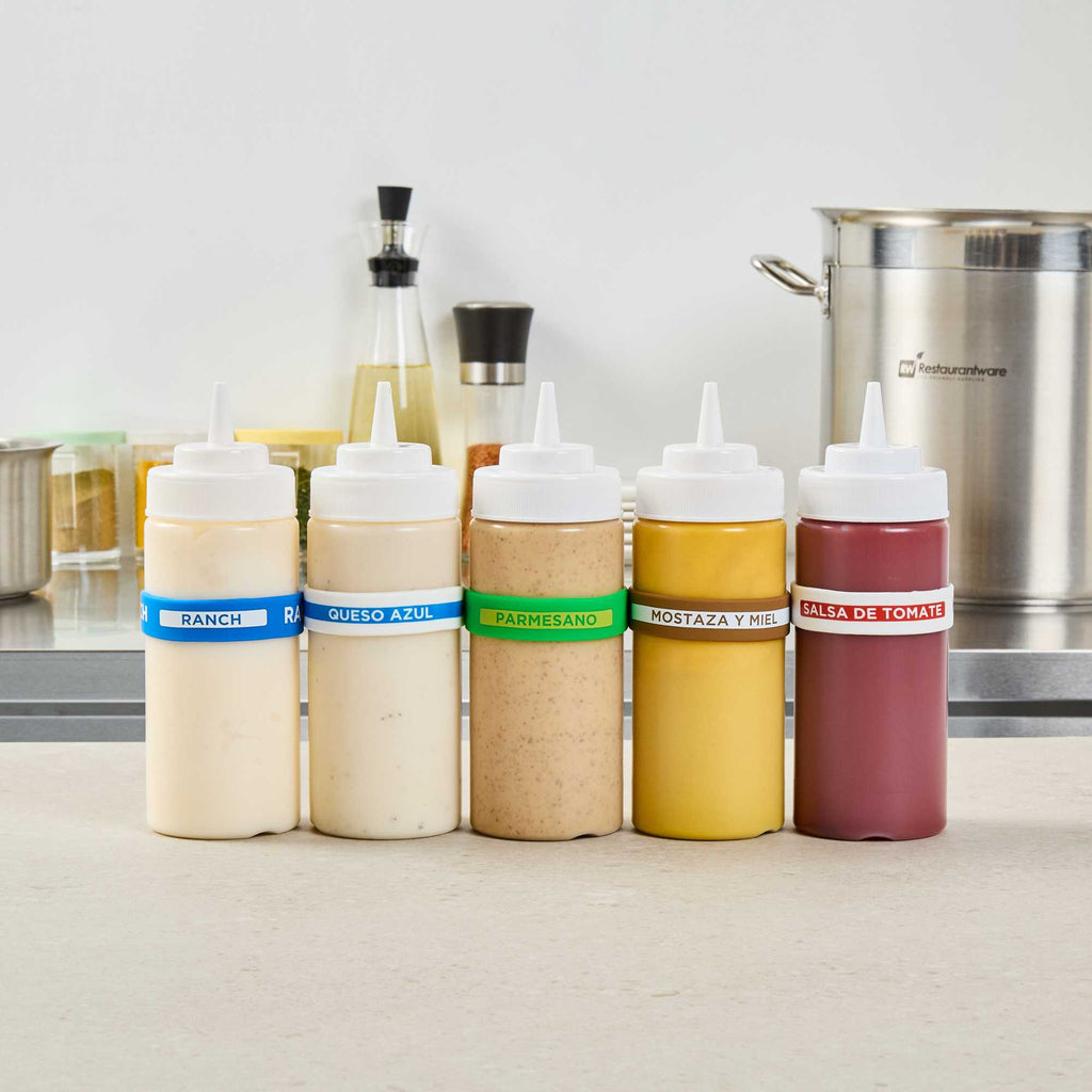 First In First Out Green Silicone Parmesan Label Band - Fits 16, 20 and 24 oz Squeeze Bottles - 1 count box