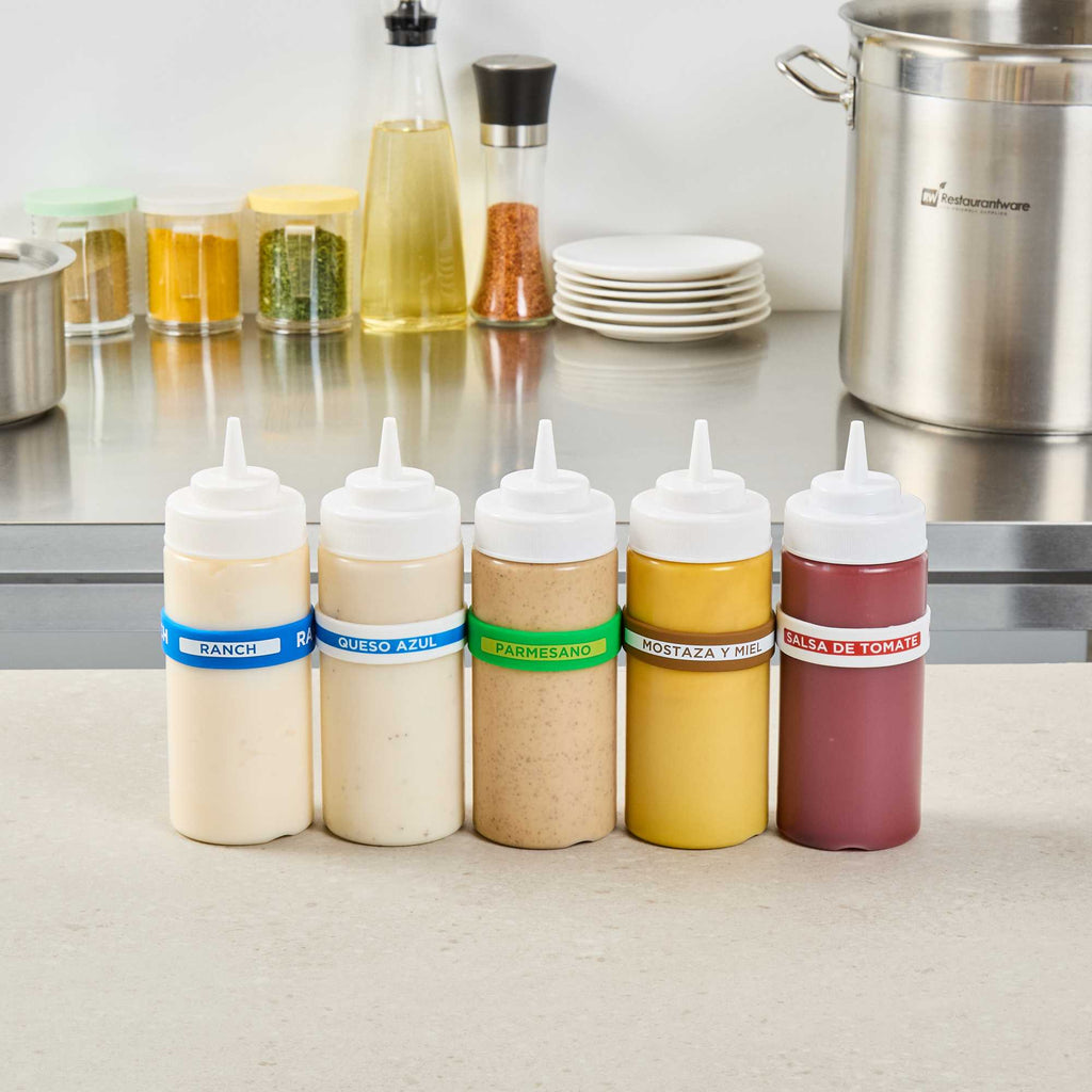 First In First Out Green Silicone Parmesan Label Band - Fits 16, 20 and 24 oz Squeeze Bottles - 1 count box