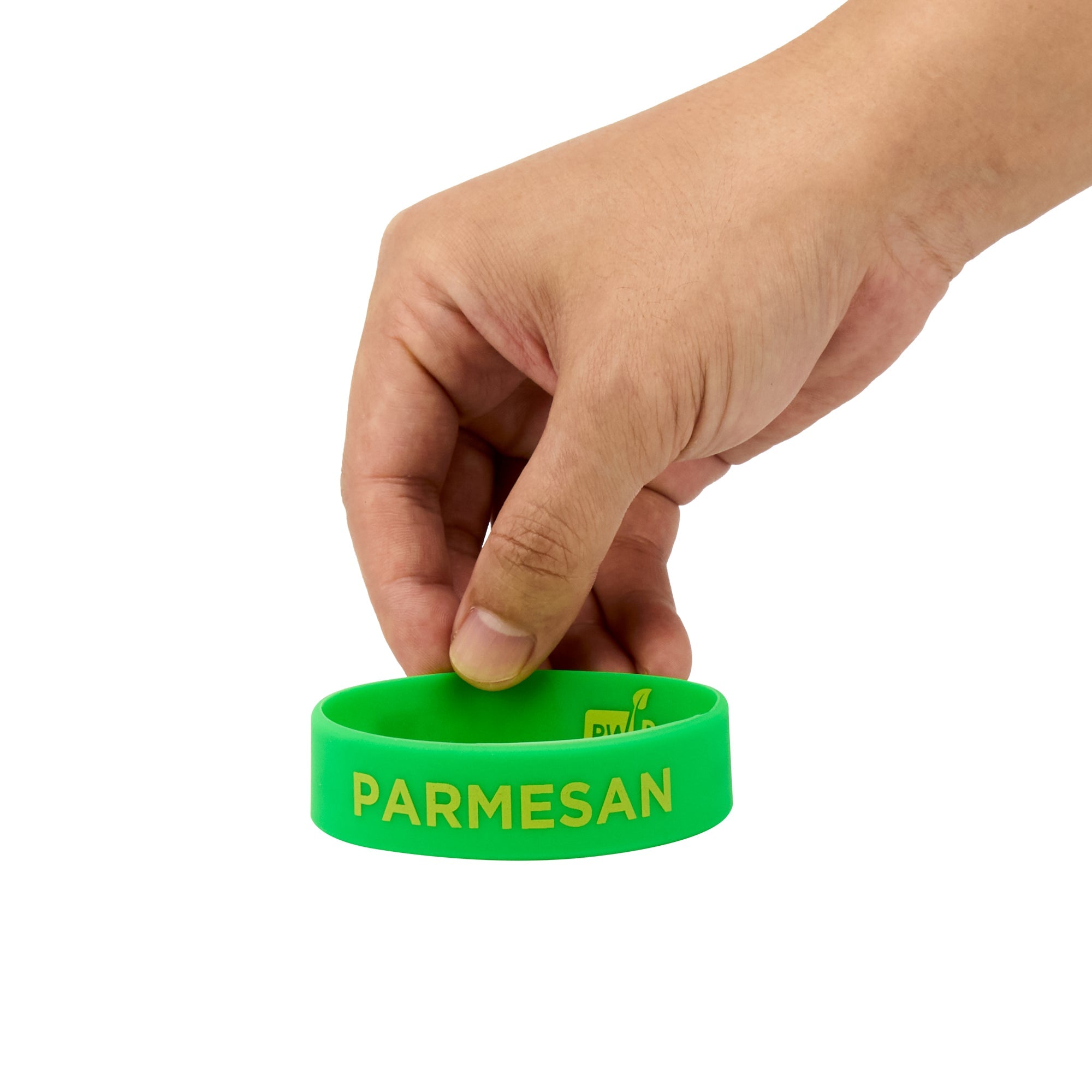 First In First Out Green Silicone Parmesan Label Band - Fits 16, 20 and 24 oz Squeeze Bottles - 10 count box