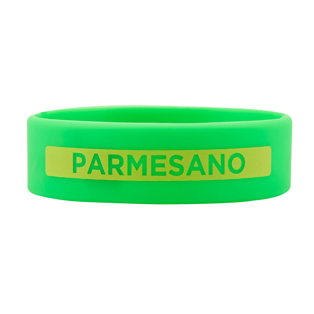 First In First Out Green Silicone Parmesan Label Band - Fits 16, 20 and 24 oz Squeeze Bottles - 10 count box
