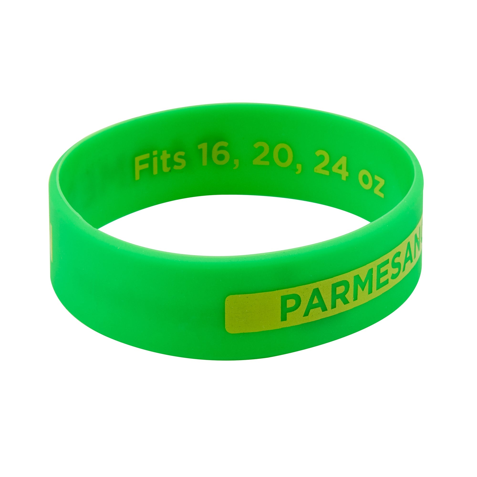 First In First Out Green Silicone Parmesan Label Band - Fits 16, 20 and 24 oz Squeeze Bottles - 10 count box
