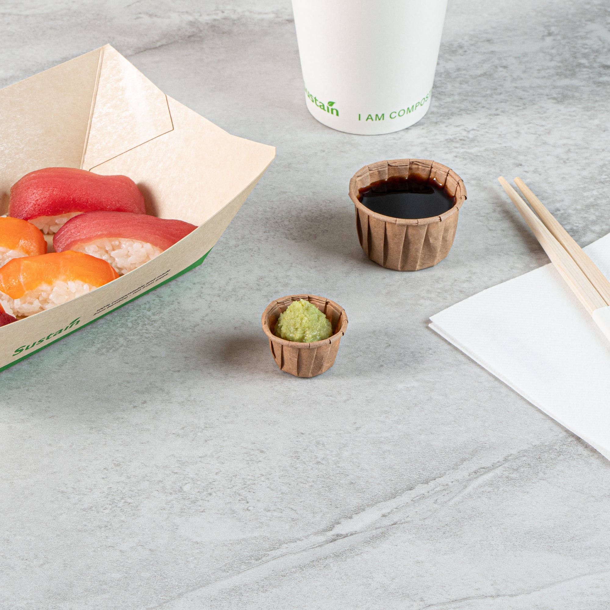 Sustain 0.5 oz Kraft Paper Portion Cup - Compostable - 100 count box