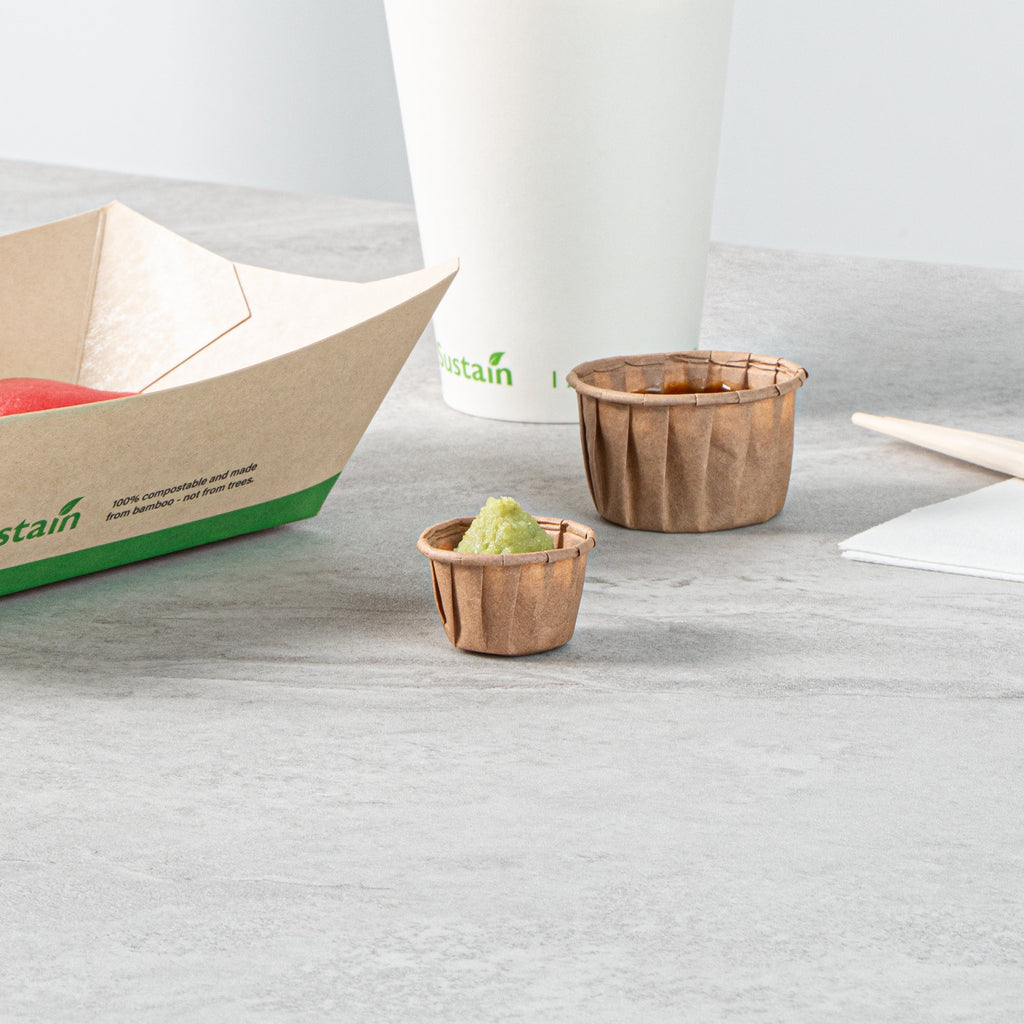 Sustain 0.5 oz Kraft Paper Portion Cup - Compostable - 100 count box