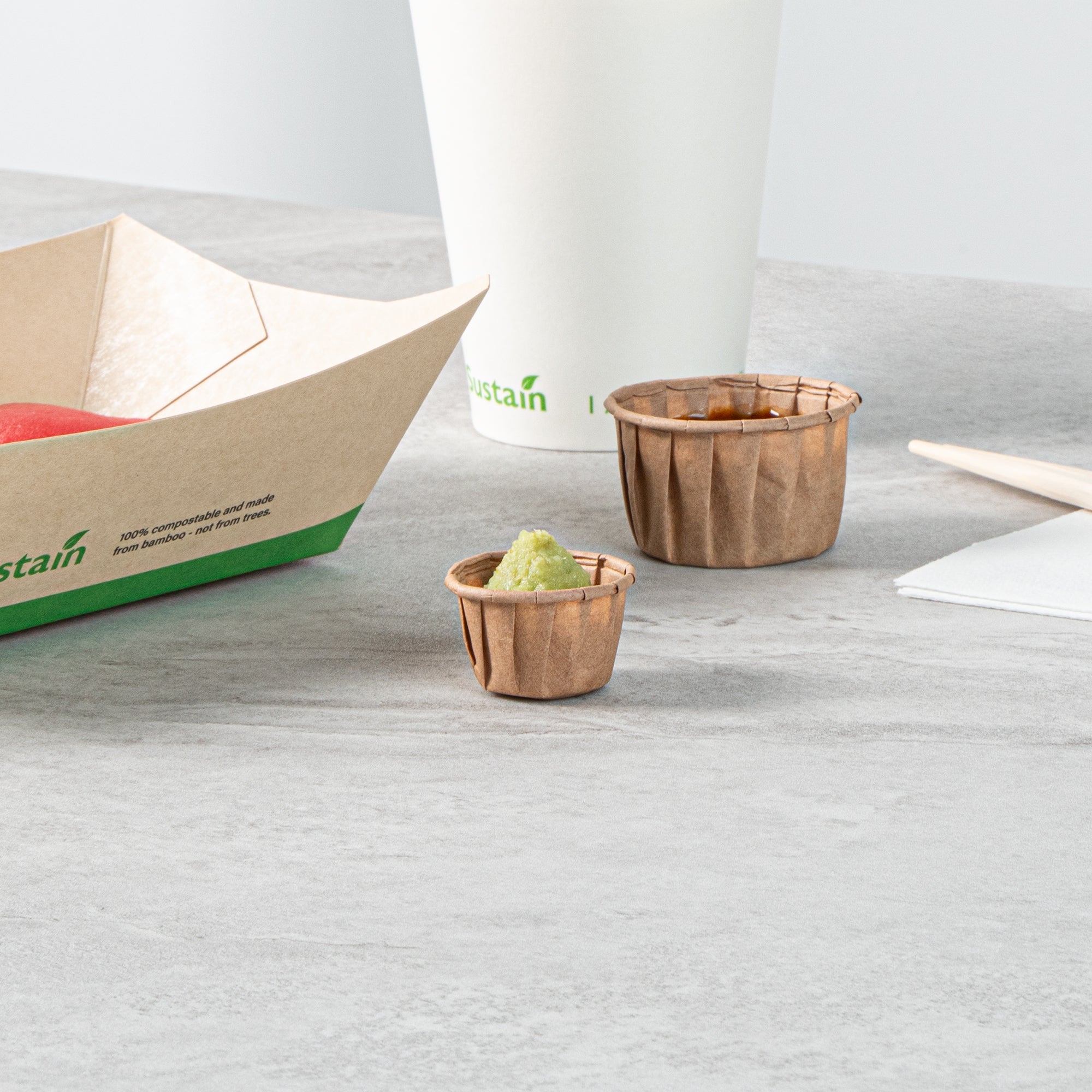 Sustain 0.5 oz Kraft Paper Portion Cup - Compostable - 100 count box