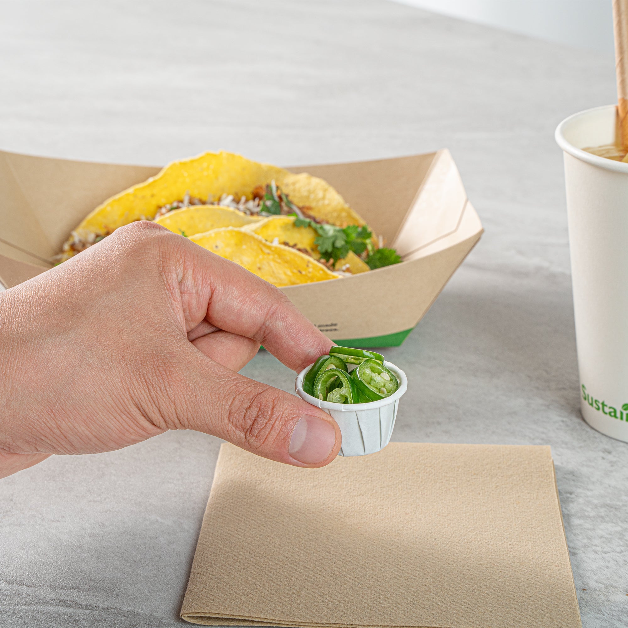 Sustain 0.5 oz White Paper Portion Cup - Compostable - 100 count box