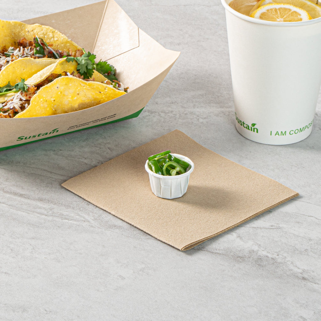 Sustain 0.5 oz White Paper Portion Cup - Compostable - 100 count box
