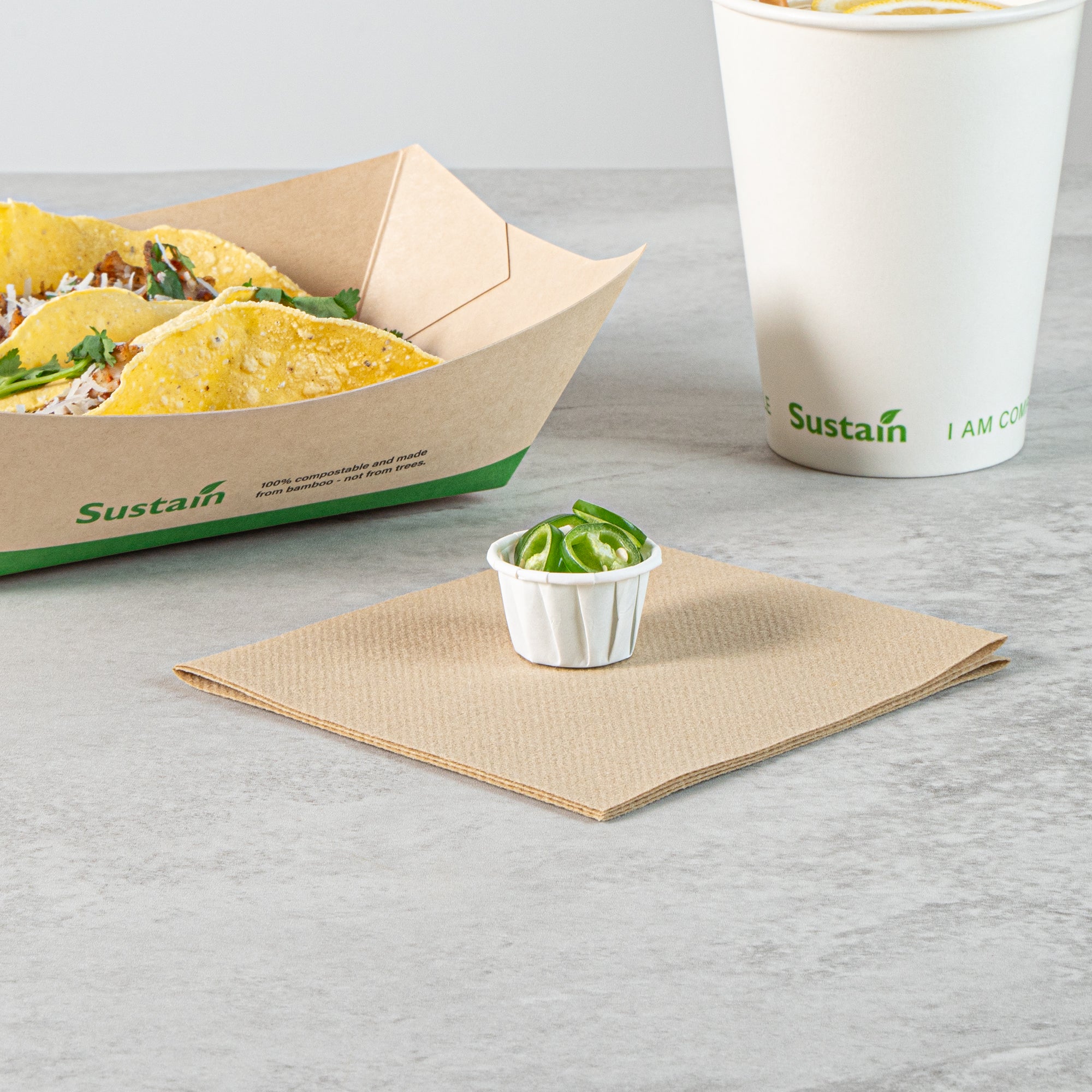 Sustain 0.5 oz White Paper Portion Cup - Compostable - 2000 count box