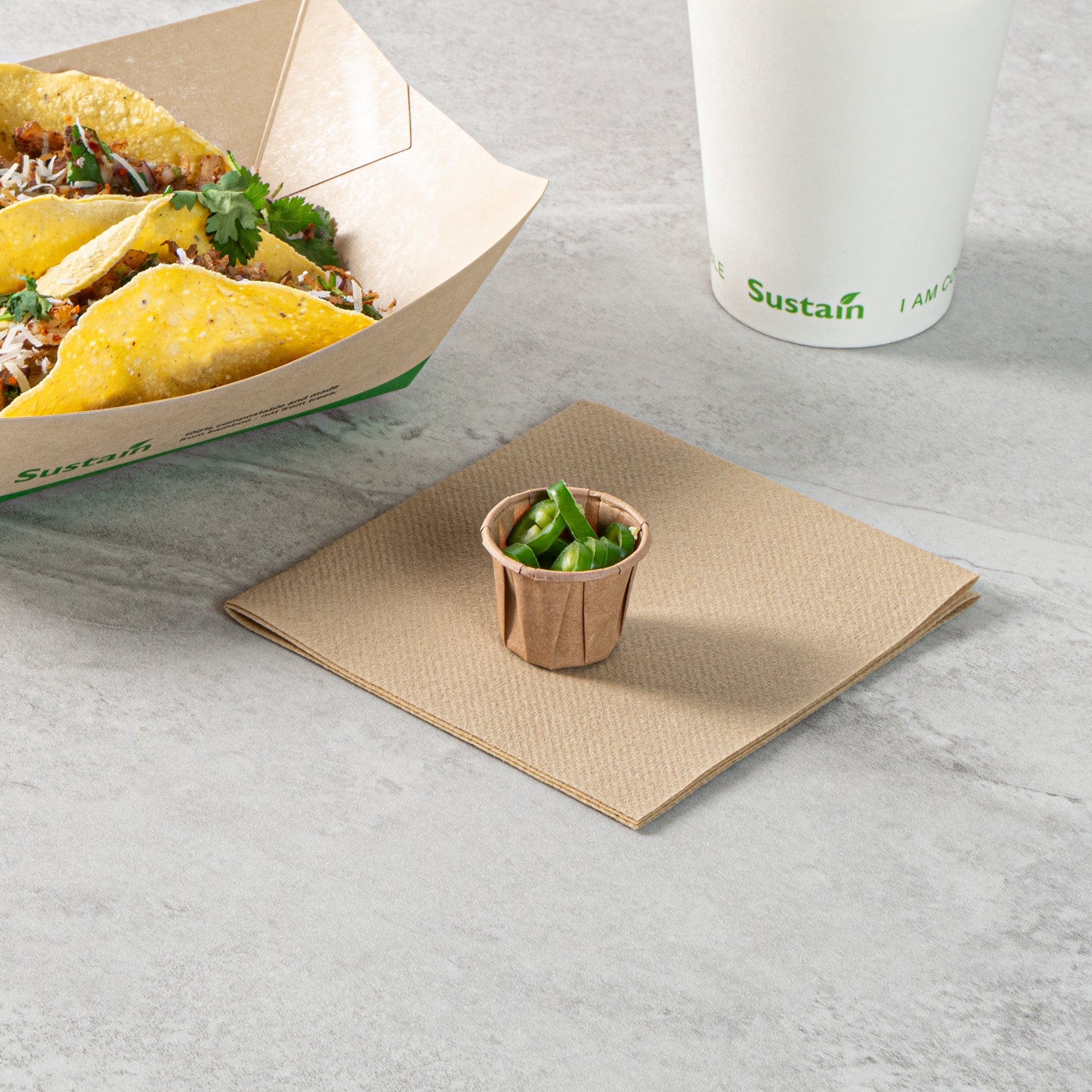 Sustain 0.75 oz Kraft Paper Portion Cup - Compostable - 100 count box