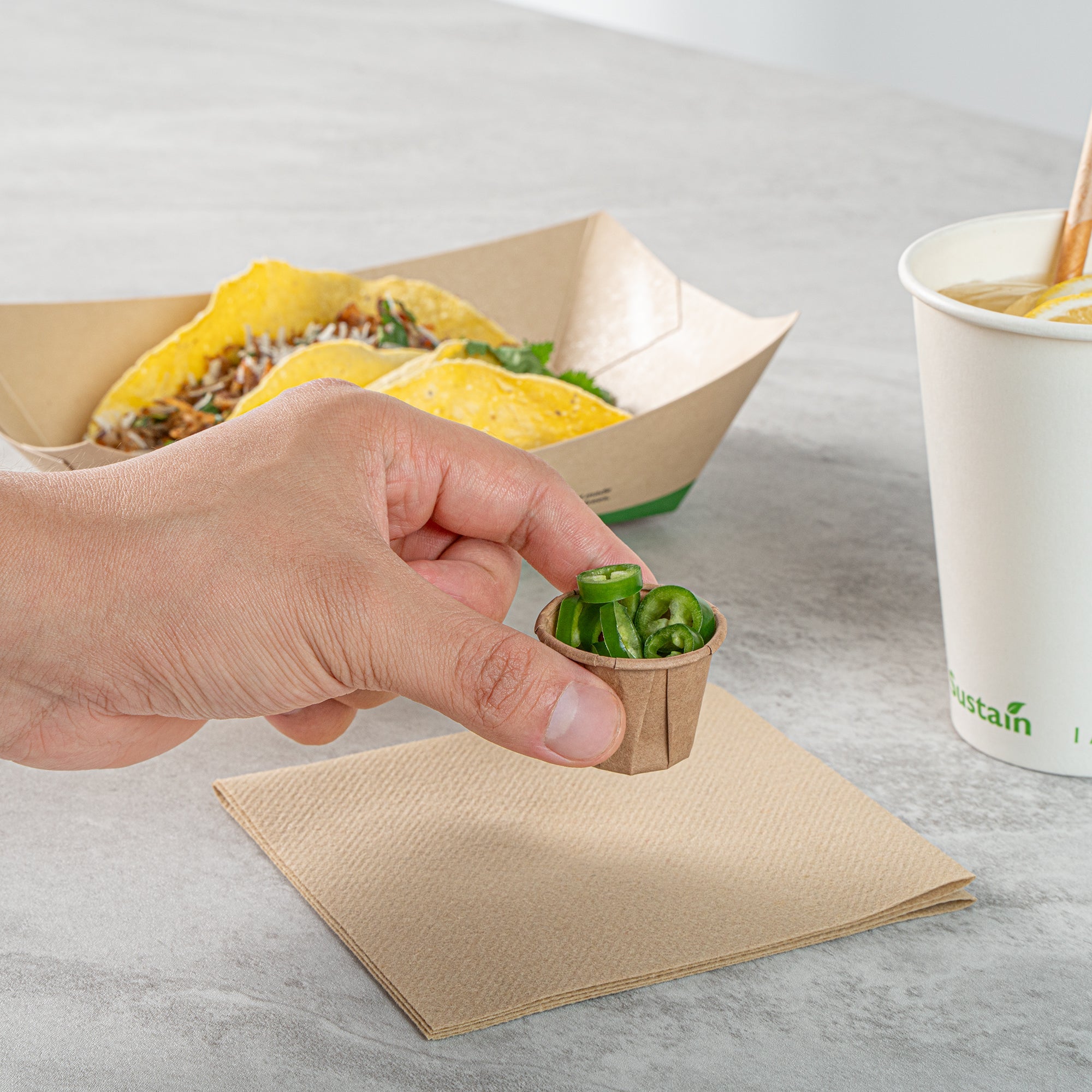 Sustain 0.75 oz Kraft Paper Portion Cup - Compostable - 2000 count box