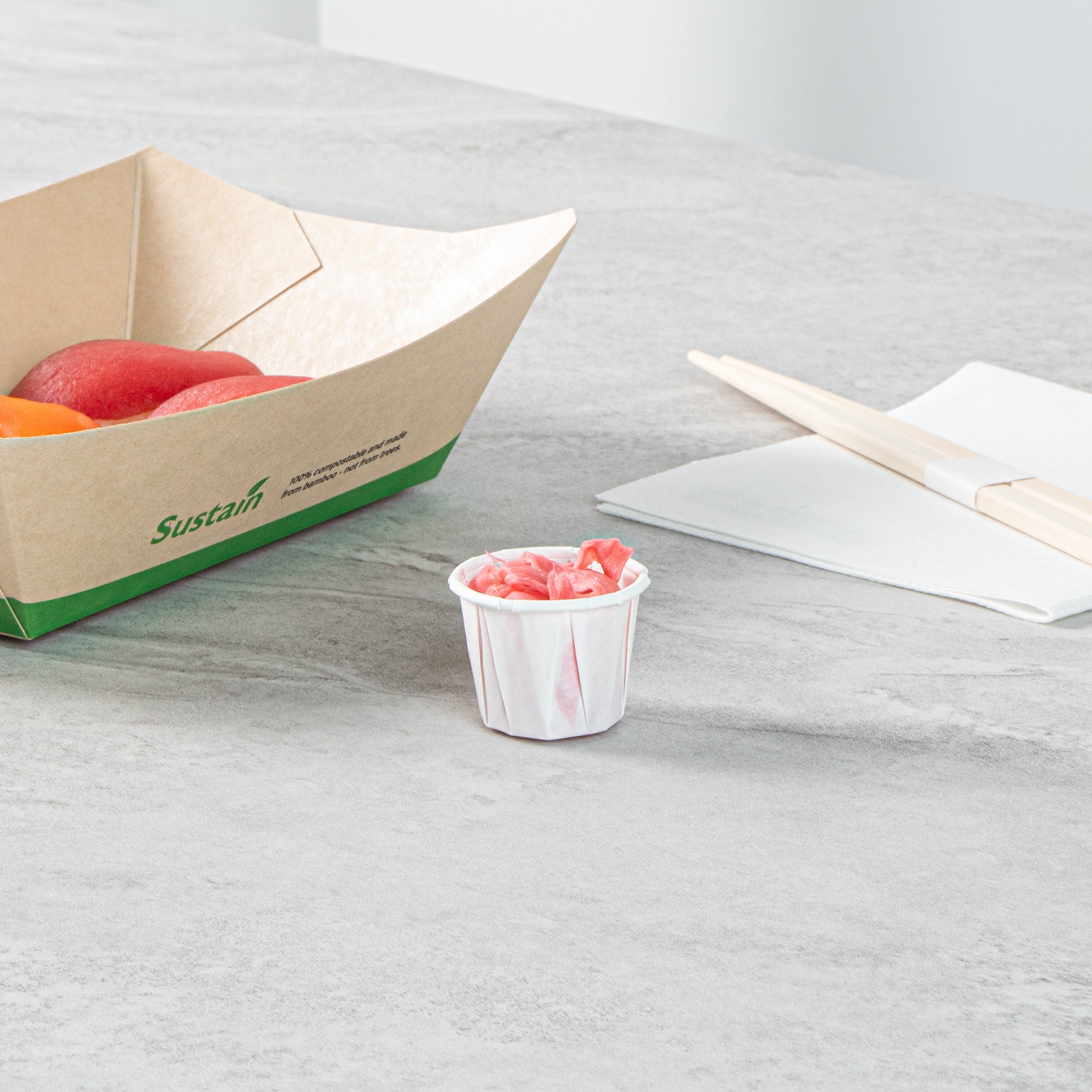 Sustain 0.75 oz White Paper Portion Cup - Compostable - 100 count box