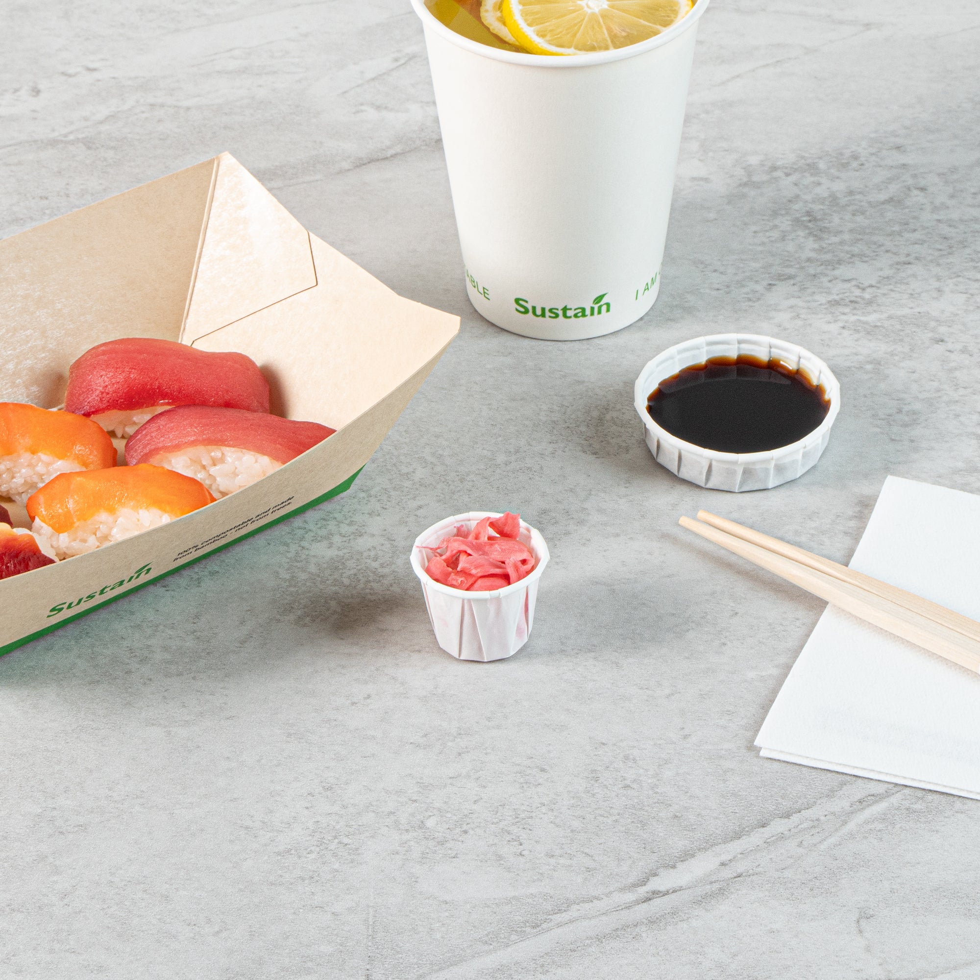 Sustain 0.75 oz White Paper Portion Cup - Compostable - 100 count box