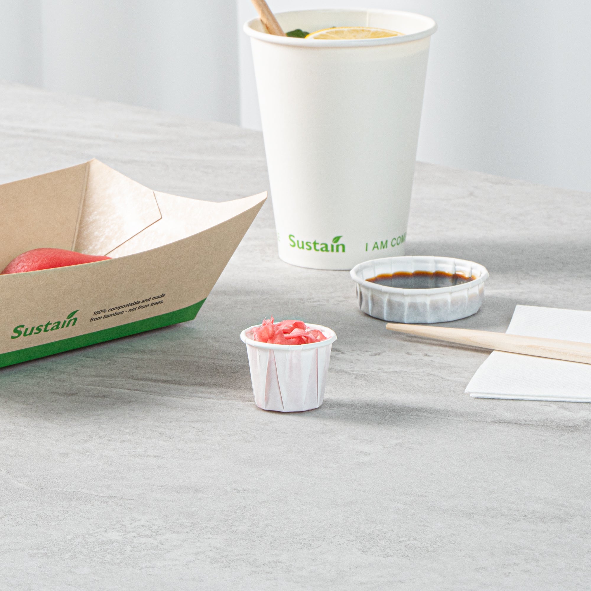 Sustain 0.75 oz White Paper Portion Cup - Compostable - 100 count box