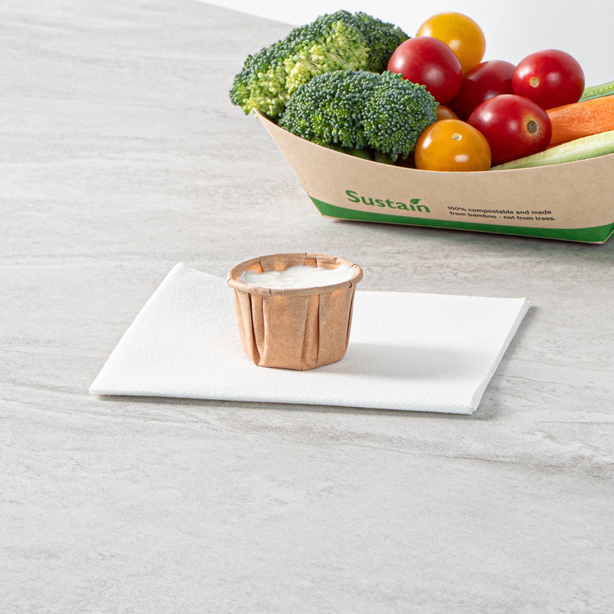 Sustain 1 oz Kraft Paper Portion Cup - Compostable - 100 count box