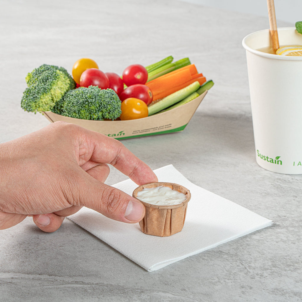 Sustain 1 oz Kraft Paper Portion Cup - Compostable - 100 count box