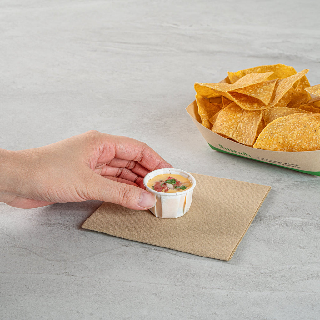 Sustain 1 oz White Paper Portion Cup - Compostable - 100 count box