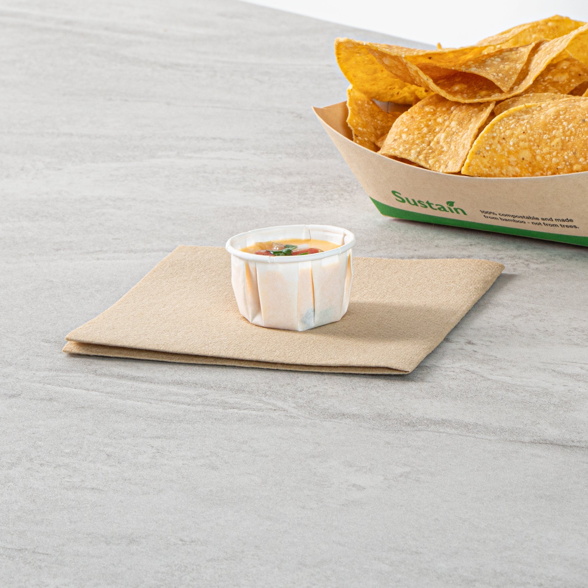 Sustain 1 oz White Paper Portion Cup - Compostable - 2000 count box