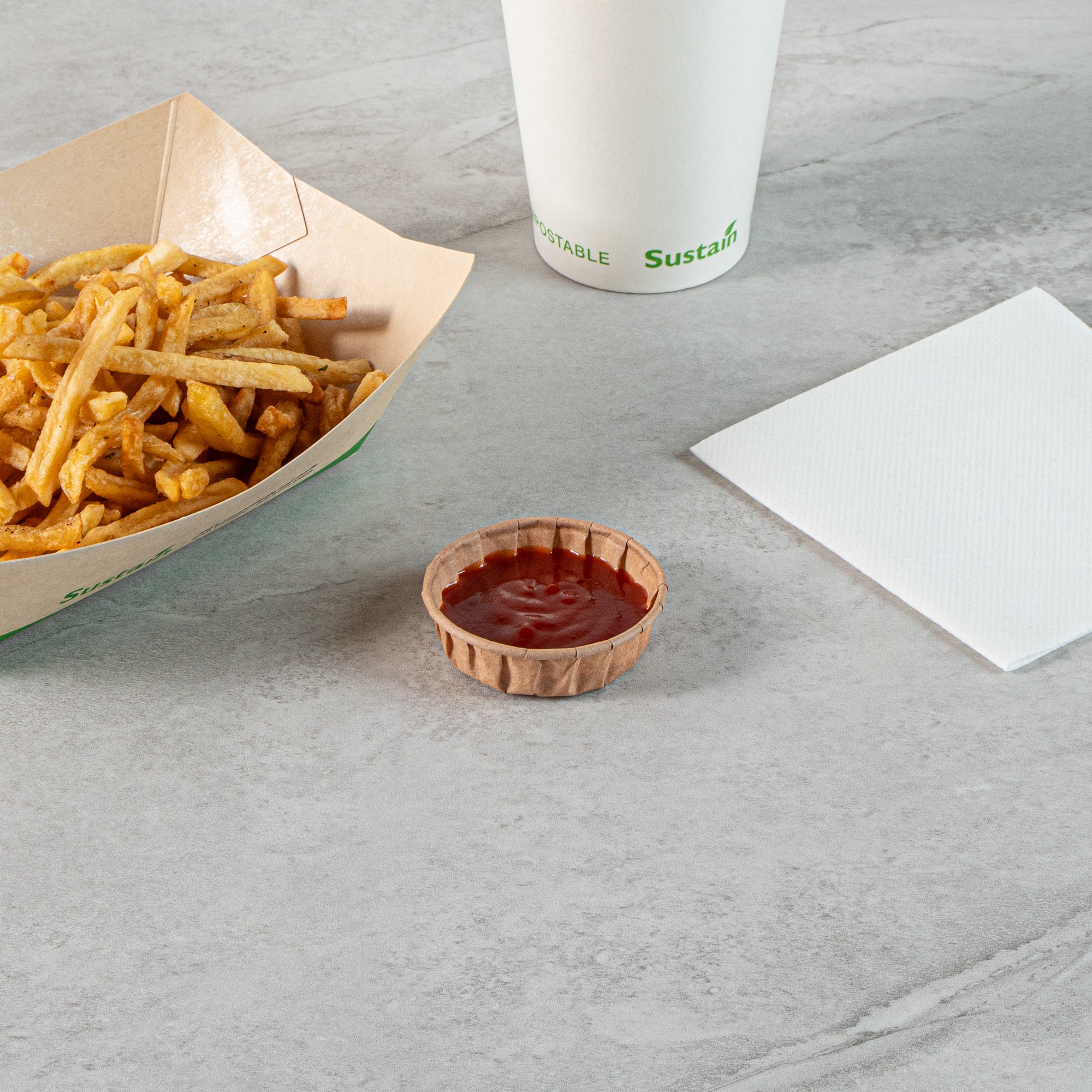 Sustain 1 oz Kraft Paper Squat Portion Cup - Compostable - 100 count box