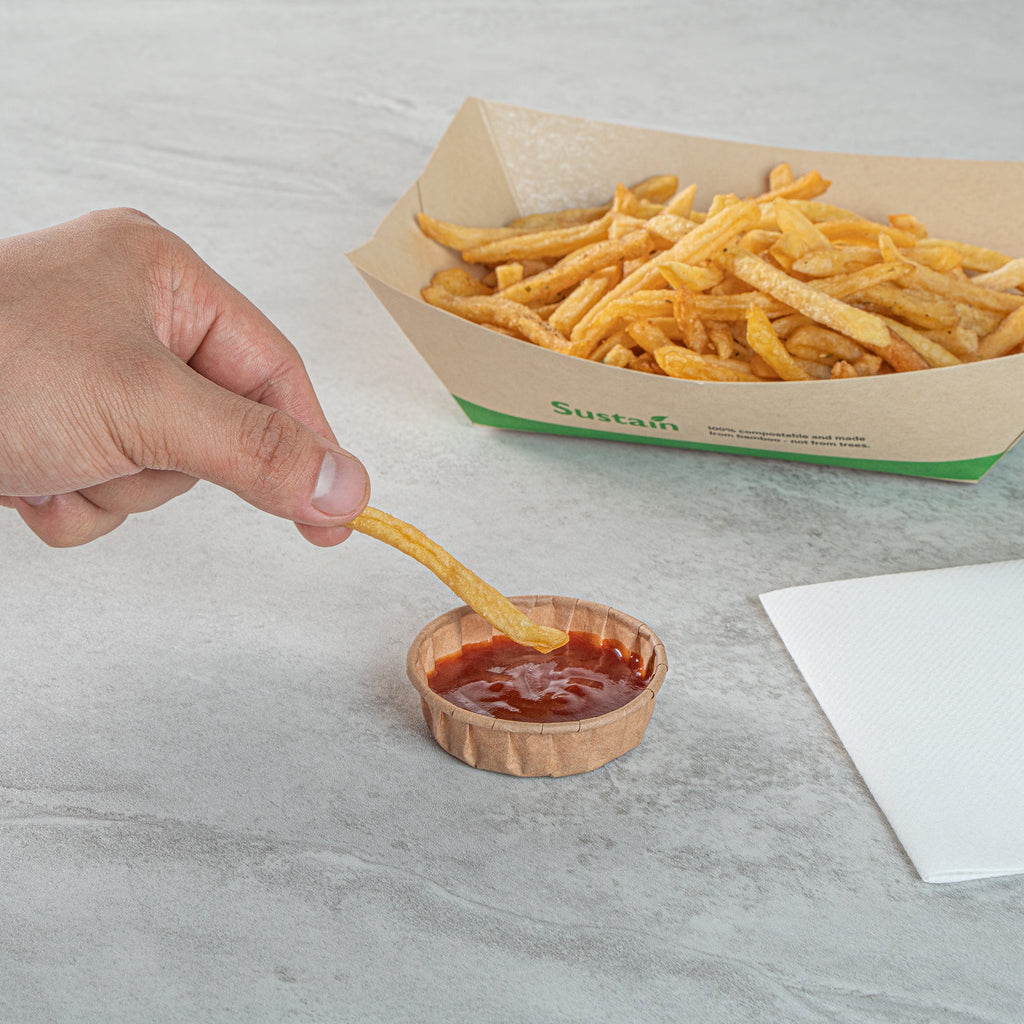 Sustain 1 oz Kraft Paper Squat Portion Cup - Compostable - 2000 count box