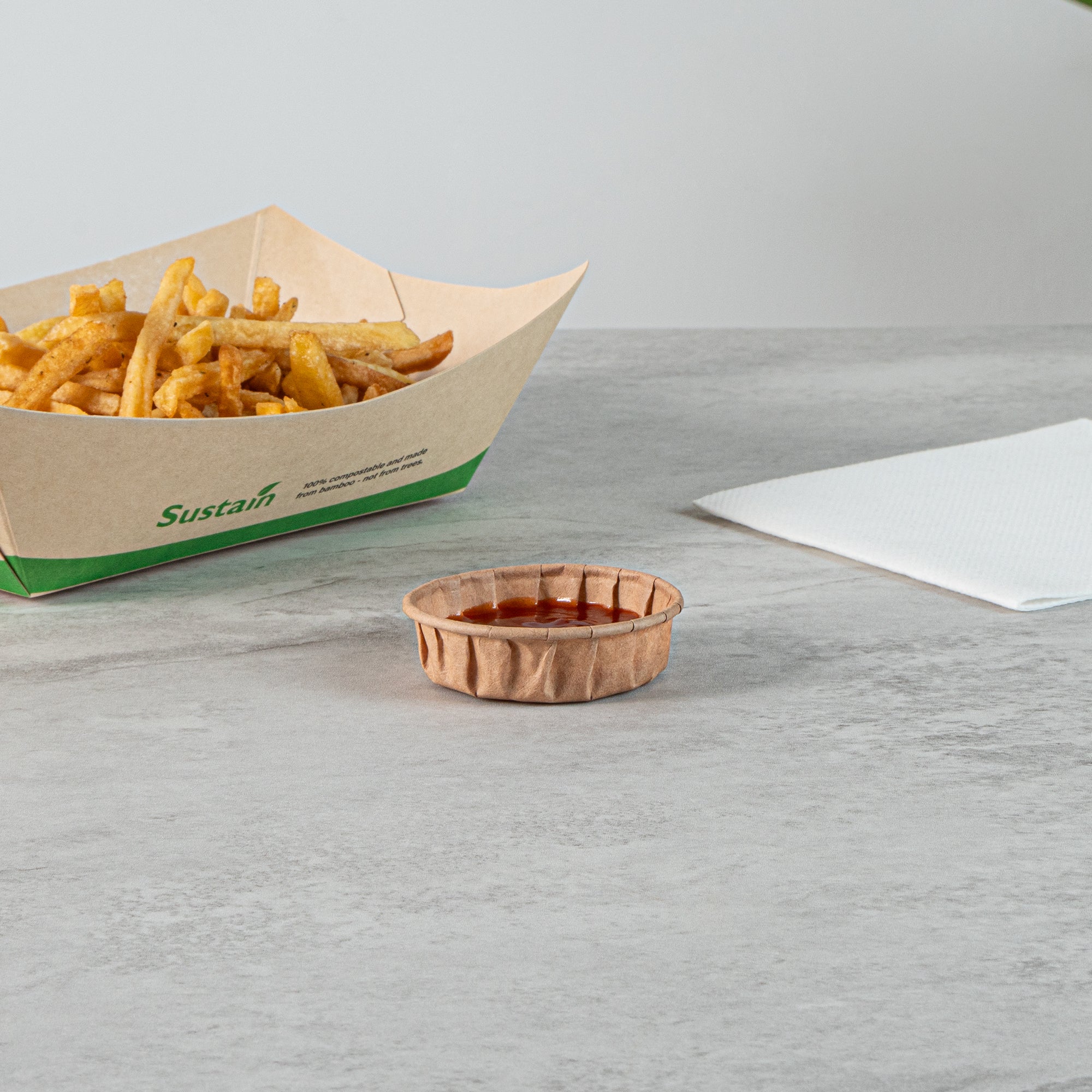 Sustain 1 oz Kraft Paper Squat Portion Cup - Compostable - 2000 count box