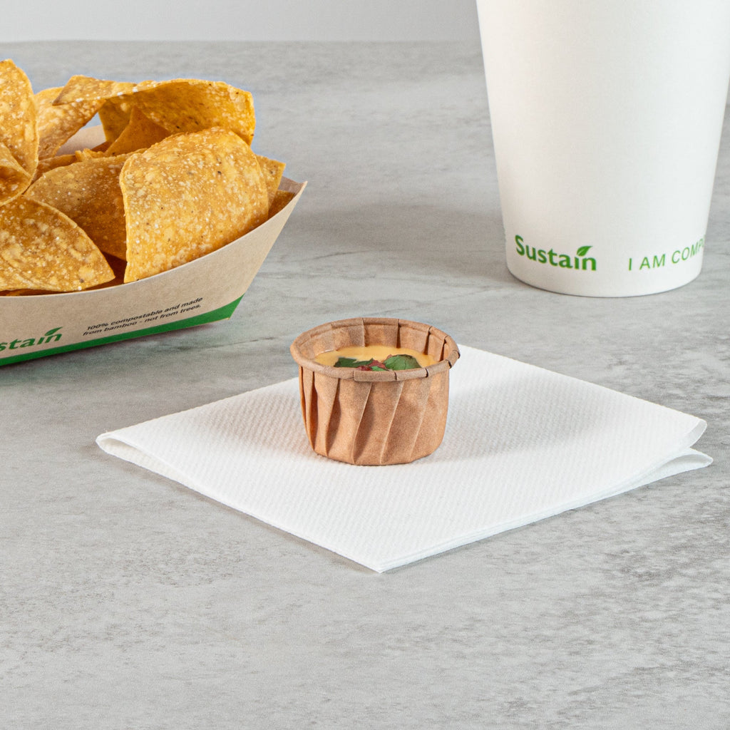 Sustain 1.25 oz Kraft Paper Portion Cup - Compostable - 2000 count box