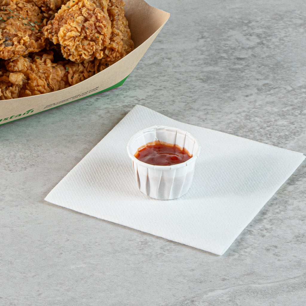 Sustain 1.25 oz White Paper Portion Cup - Compostable - 100 count box