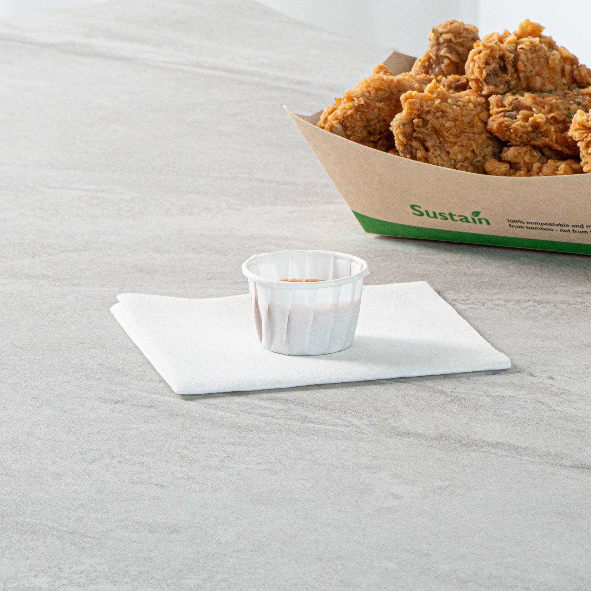 Sustain 1.25 oz White Paper Portion Cup - Compostable - 2000 count box