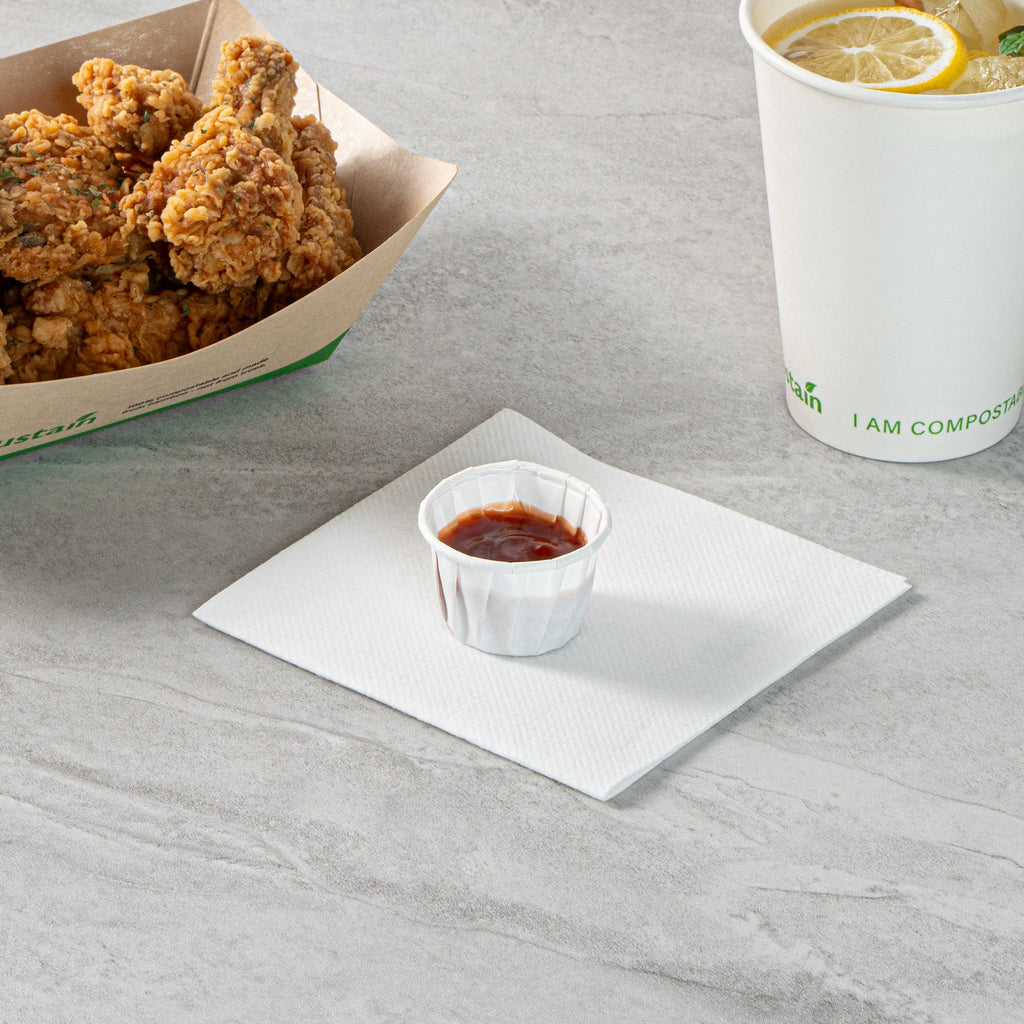 Sustain 1.25 oz White Paper Portion Cup - Compostable - 2000 count box