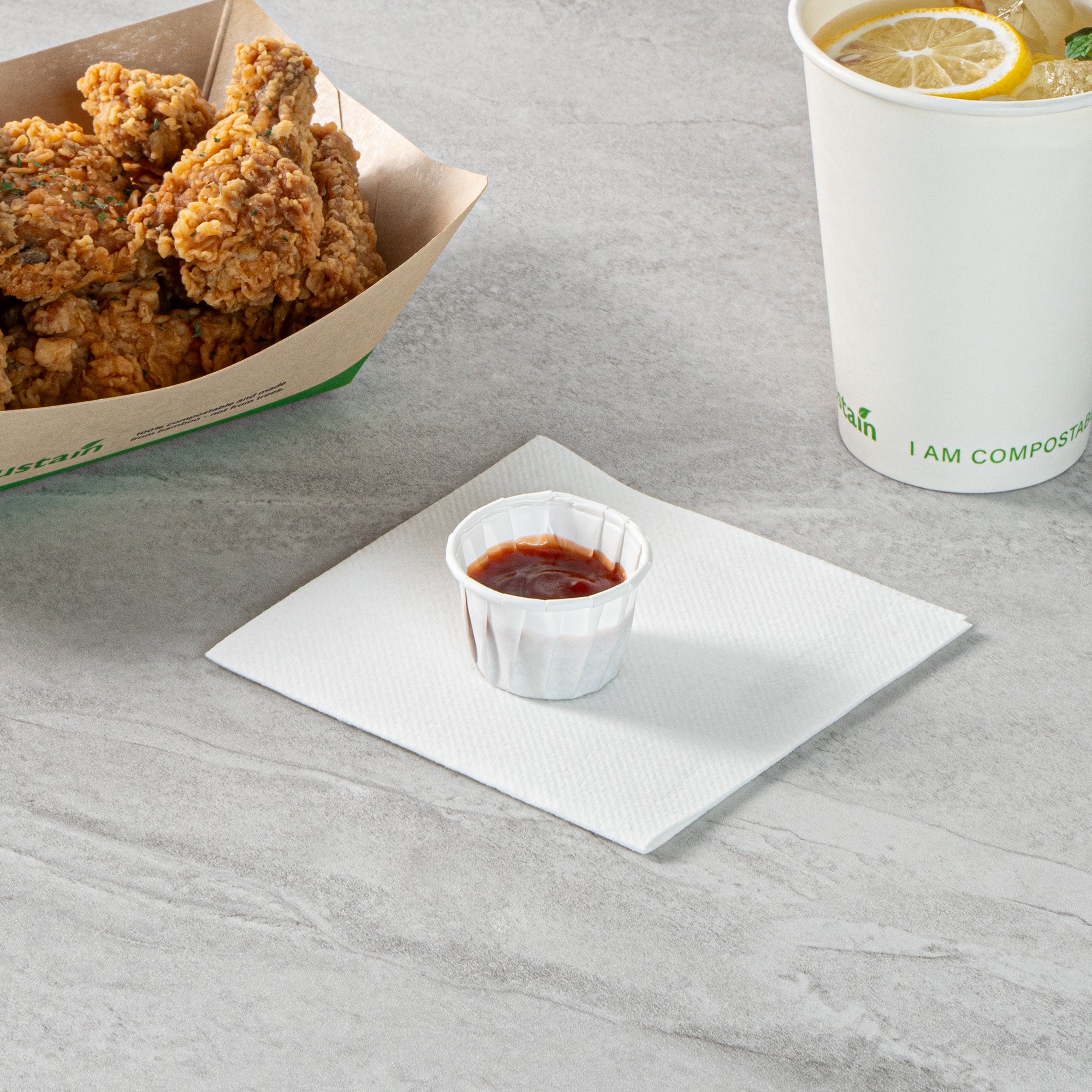 Sustain 1.25 oz White Paper Portion Cup - Compostable - 2000 count box