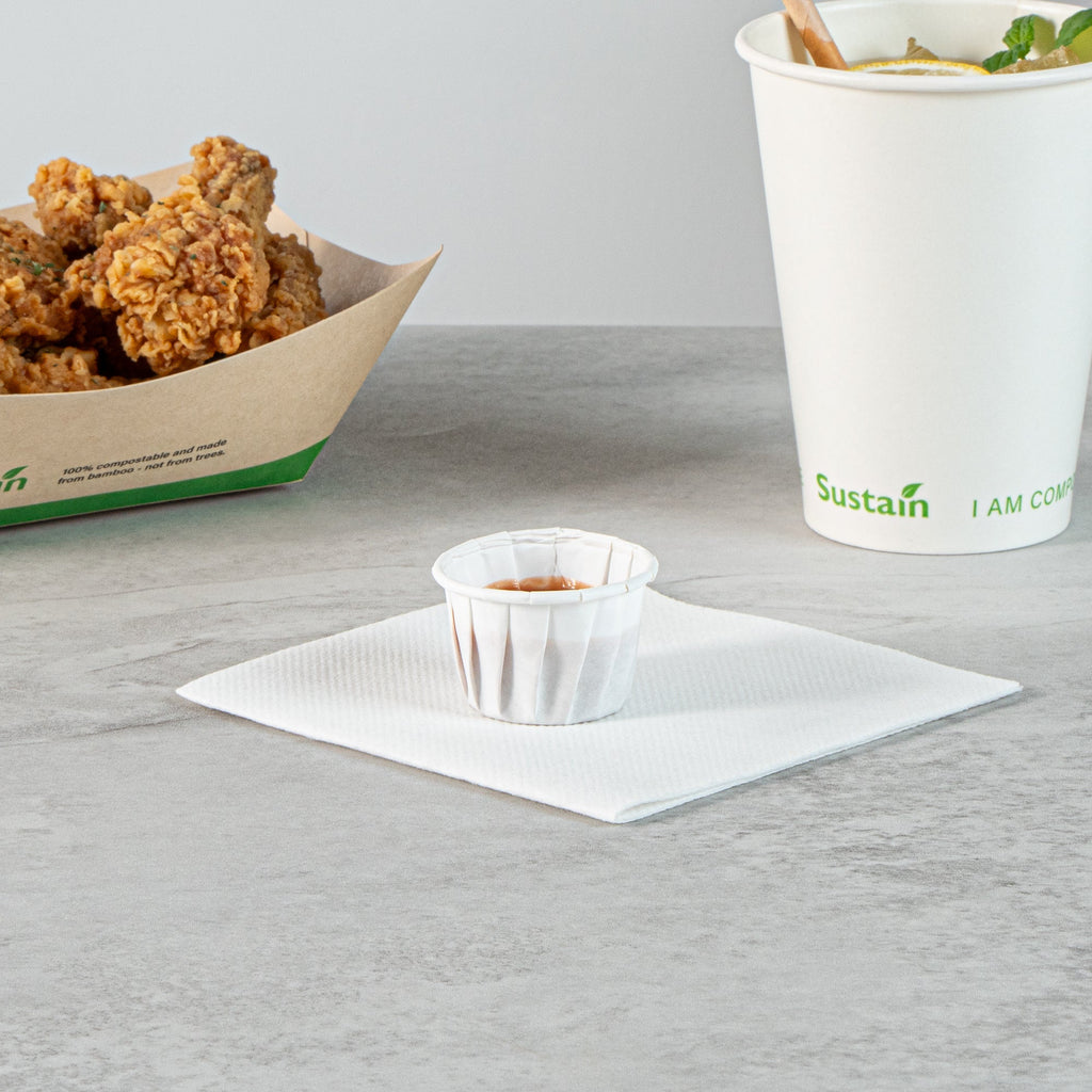 Sustain 1.25 oz White Paper Portion Cup - Compostable - 2000 count box