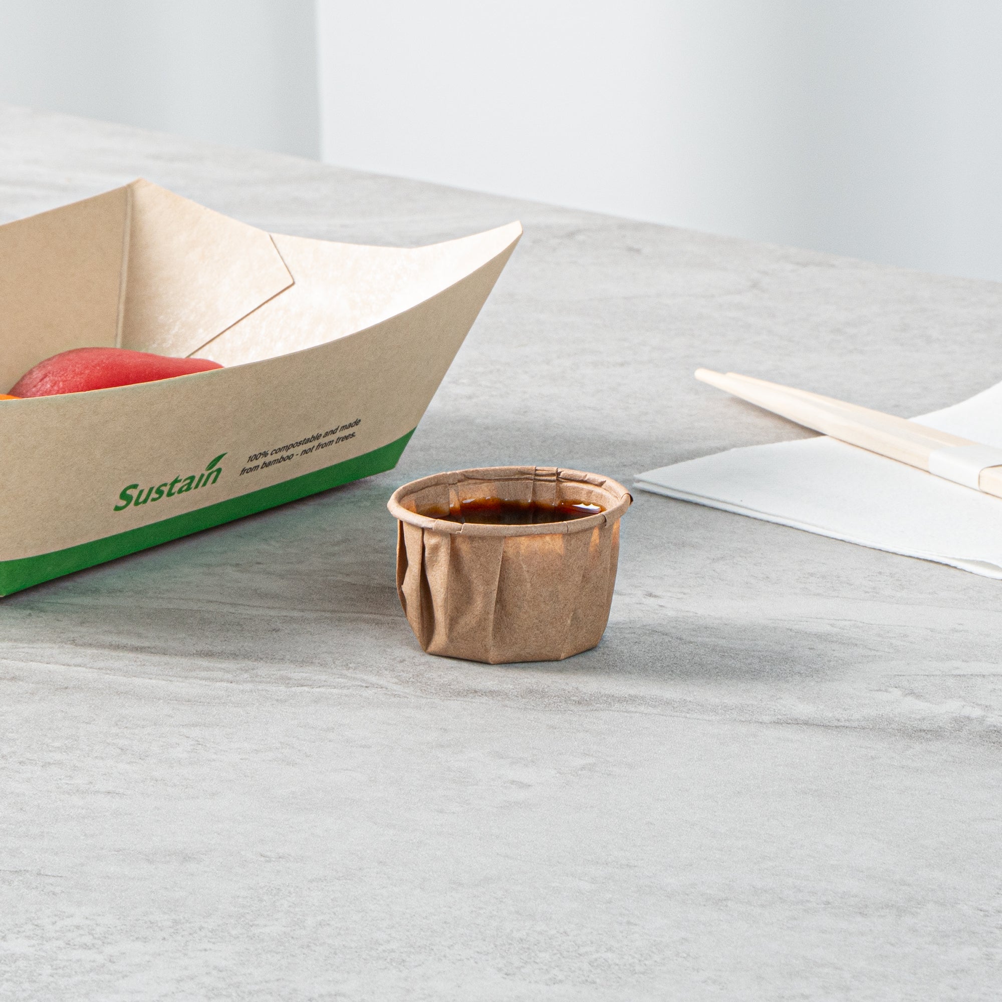 Sustain 1.5 oz Kraft Paper Portion Cup - Compostable - 100 count box