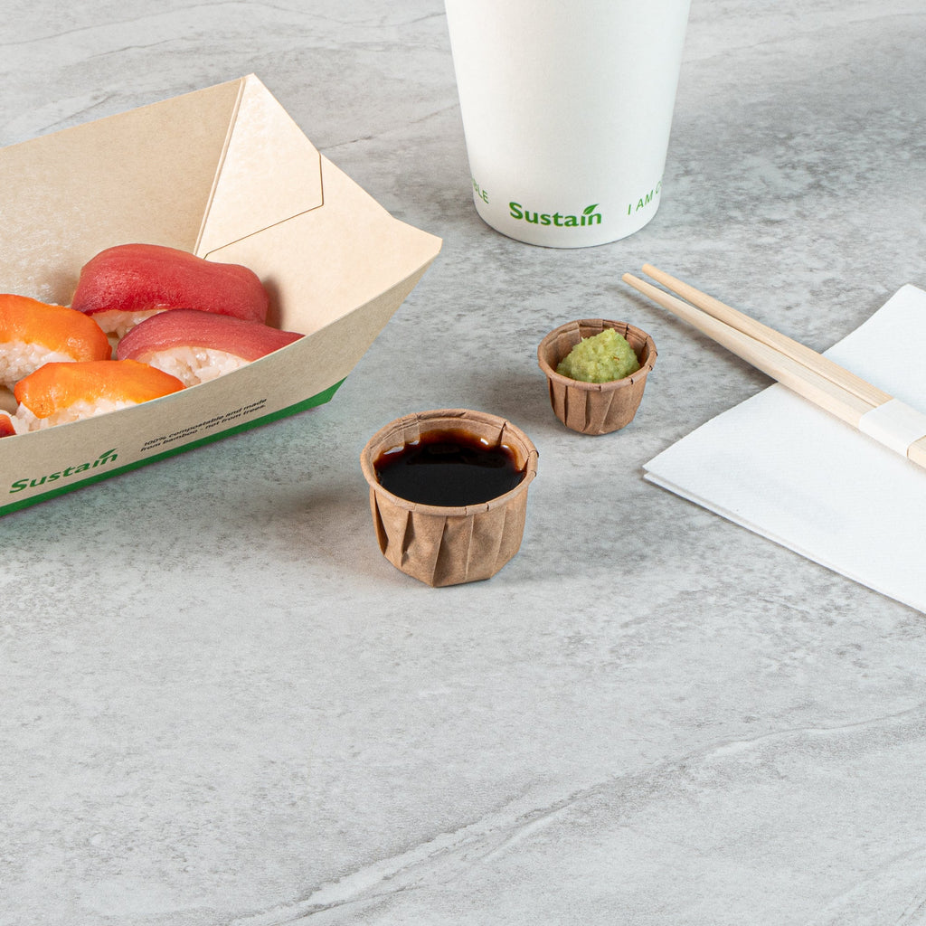 Sustain 1.5 oz Kraft Paper Portion Cup - Compostable - 100 count box