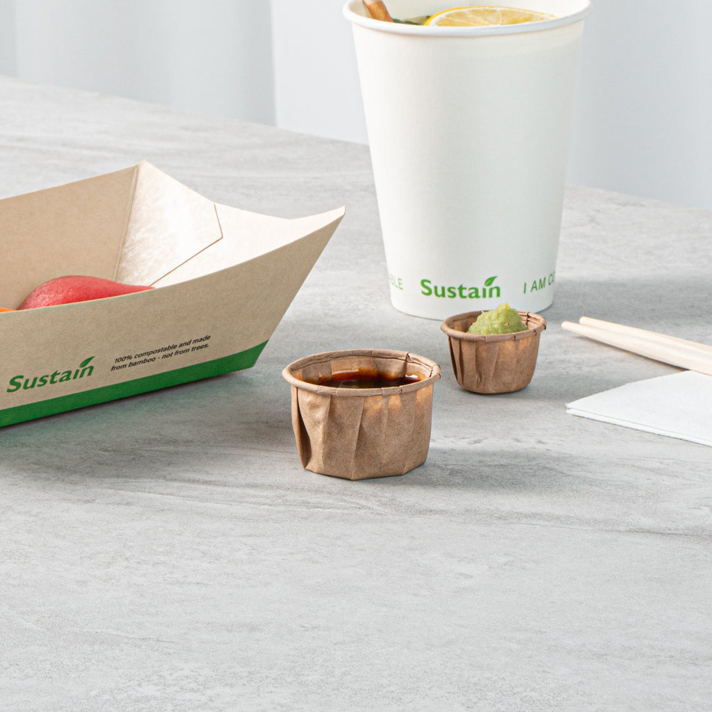 Sustain 1.5 oz Kraft Paper Portion Cup - Compostable - 2000 count box