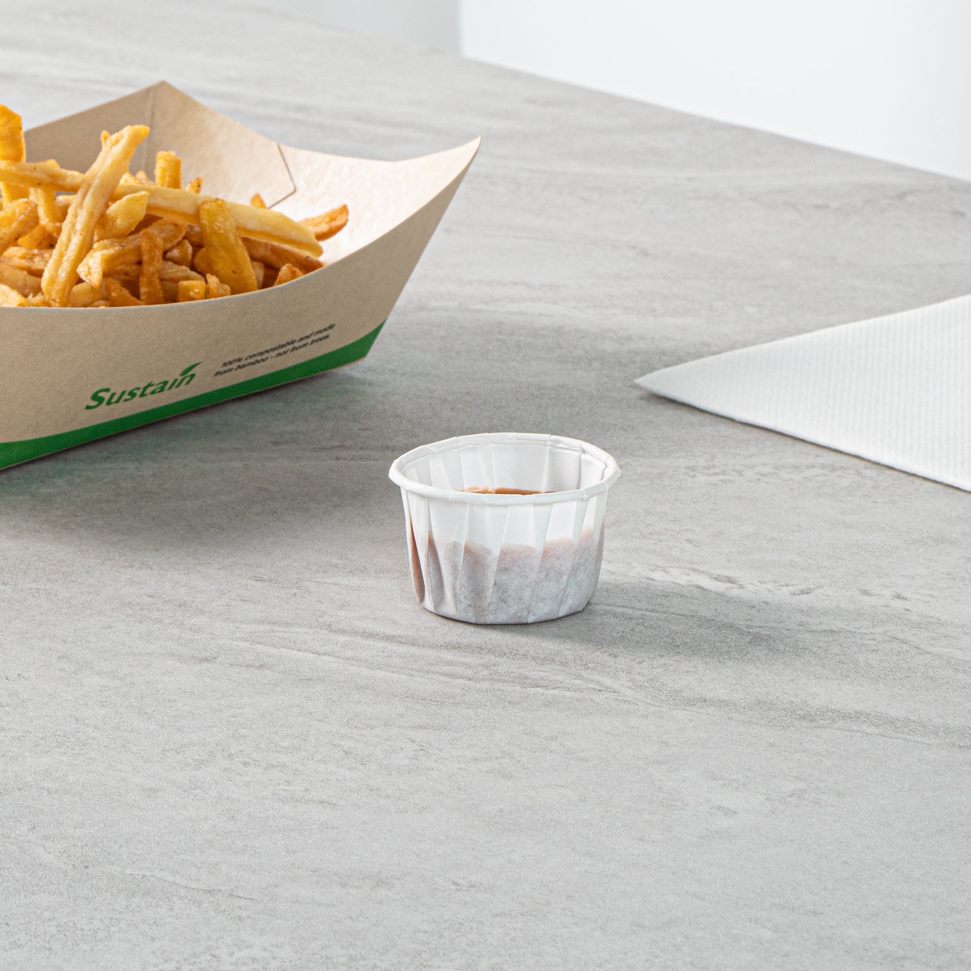 Sustain 1.5 oz White Paper Portion Cup - Compostable - 2000 count box