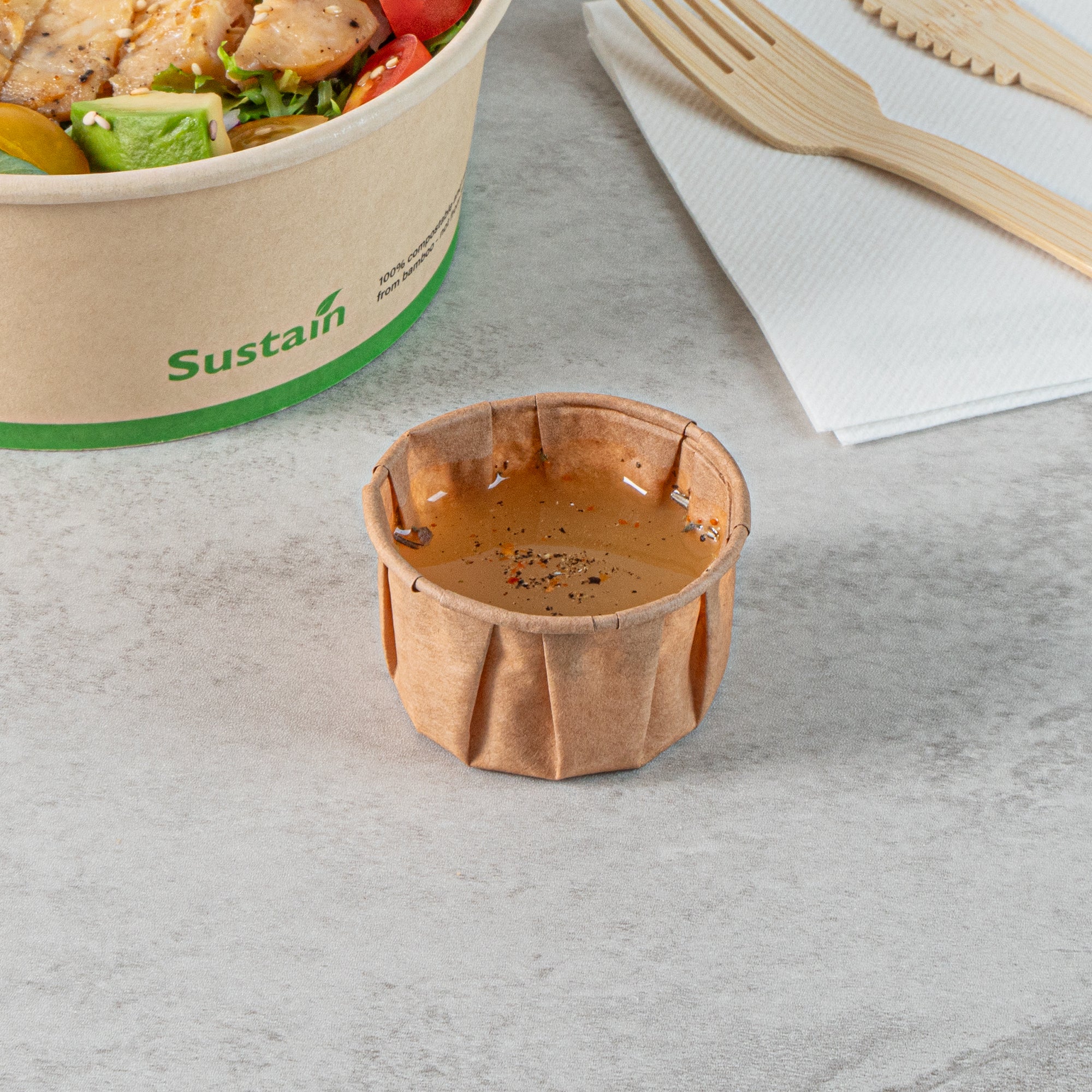 Sustain 2 oz Kraft Paper Portion Cup - Compostable - 100 count box