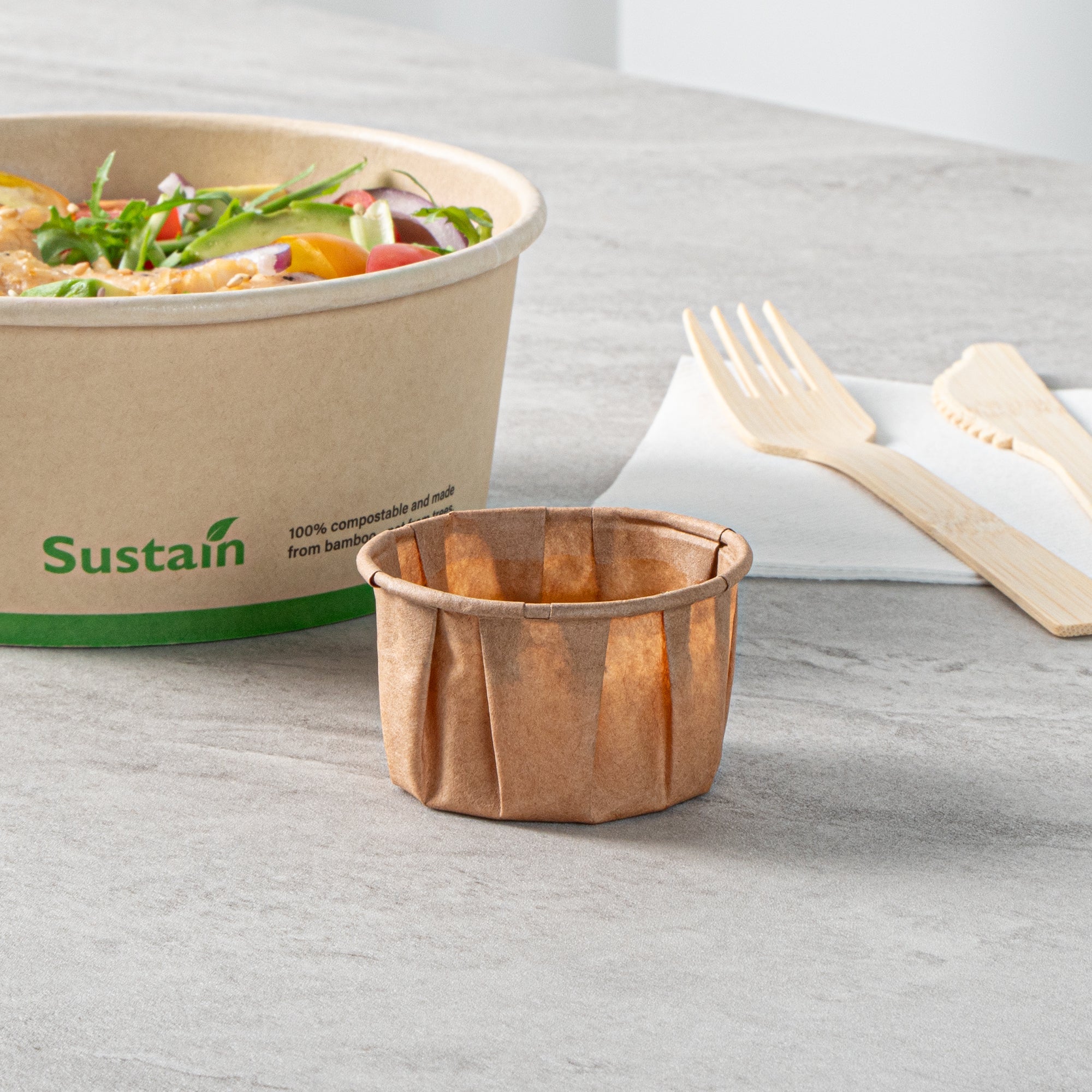Sustain 2 oz Kraft Paper Portion Cup - Compostable - 100 count box