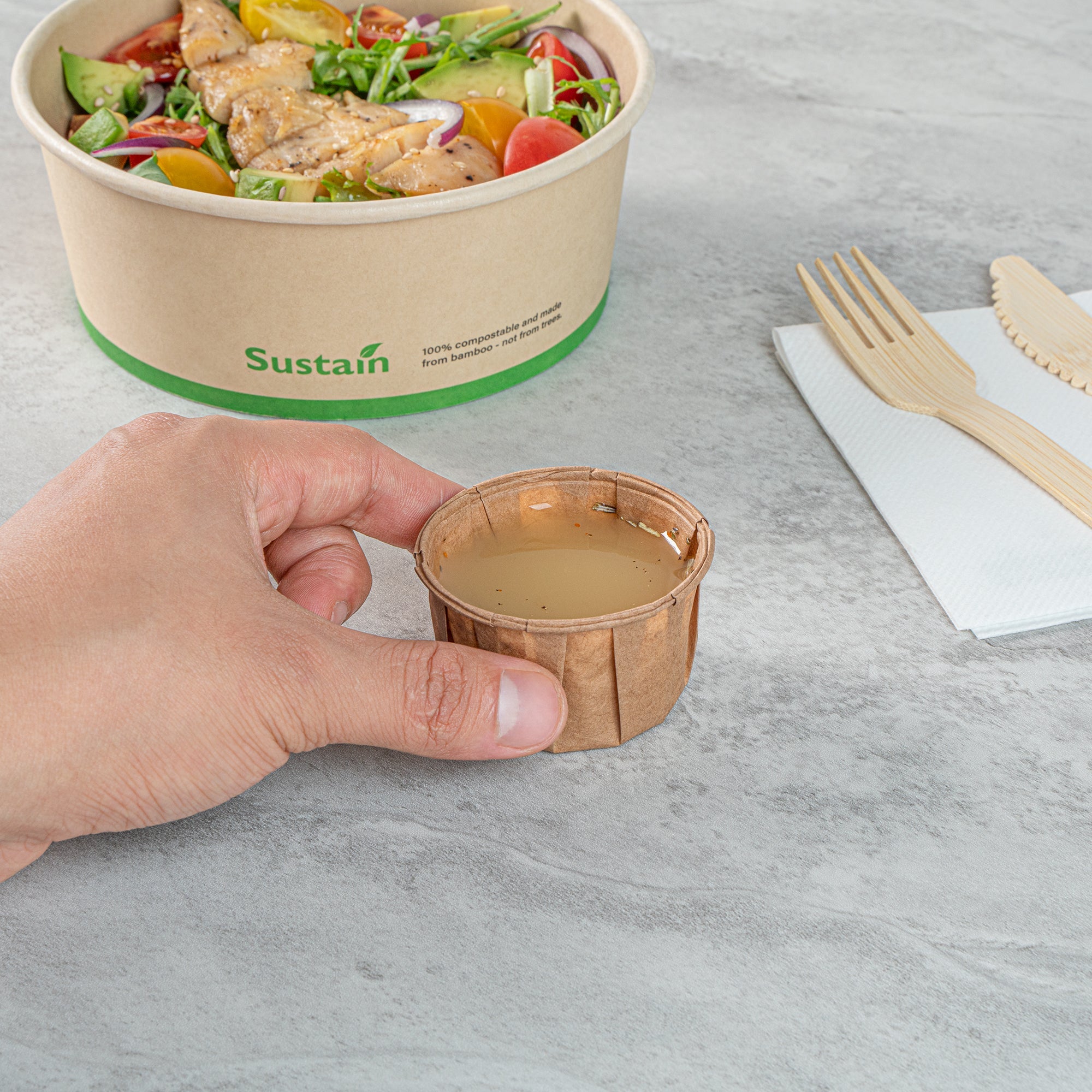 Sustain 2 oz Kraft Paper Portion Cup - Compostable - 100 count box