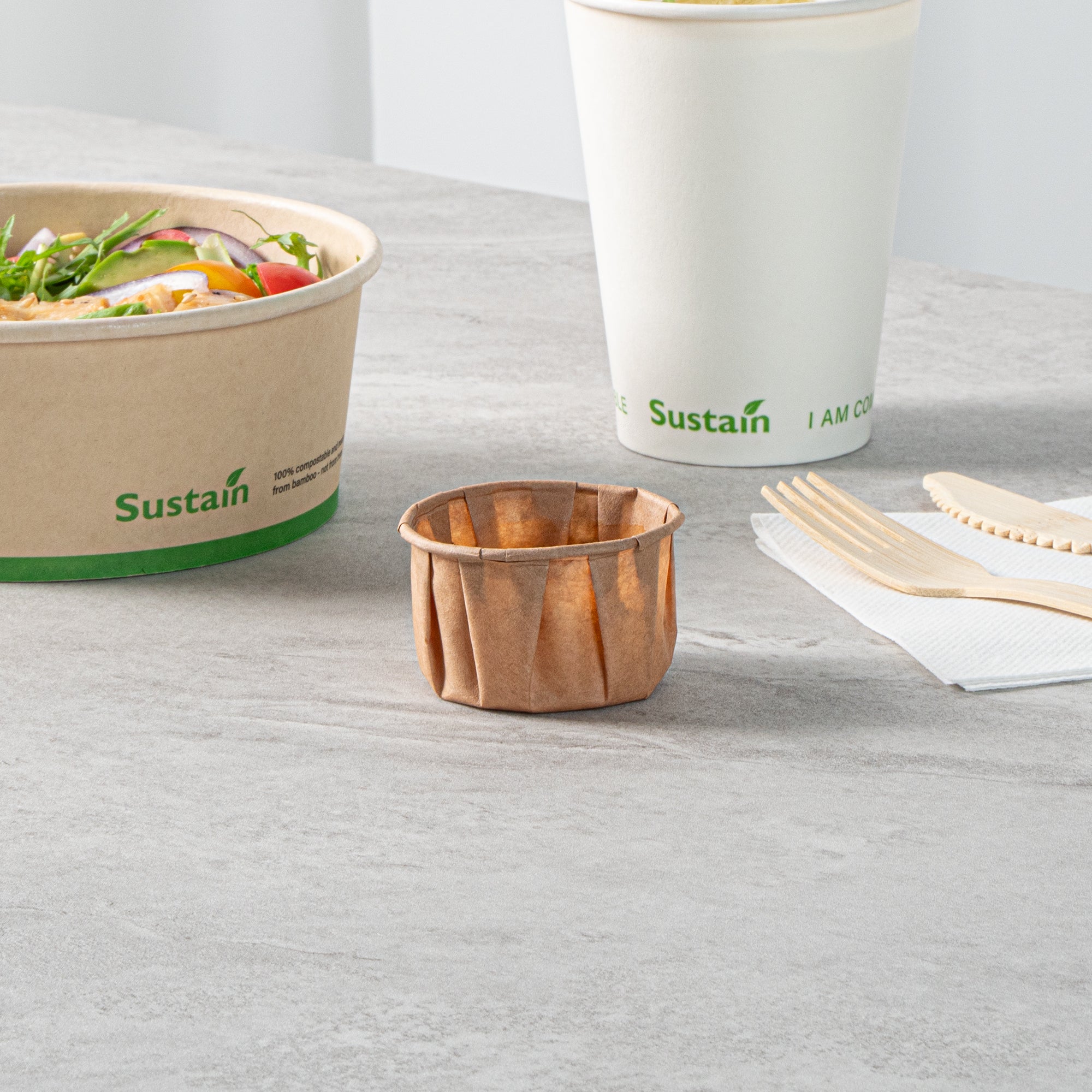 Sustain 2 oz Kraft Paper Portion Cup - Compostable - 100 count box