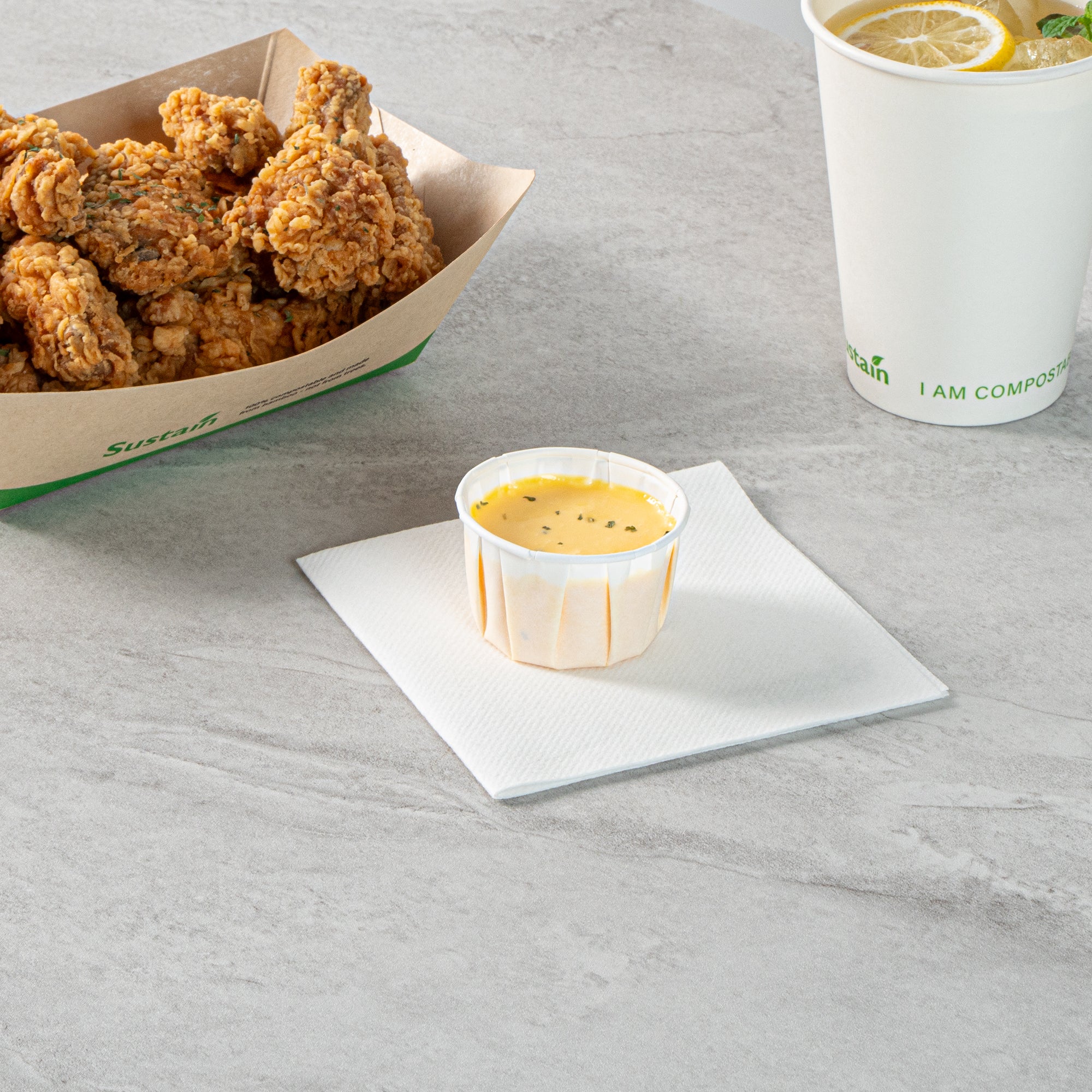 Sustain 2 oz White Paper Portion Cup - Compostable - 2000 count box
